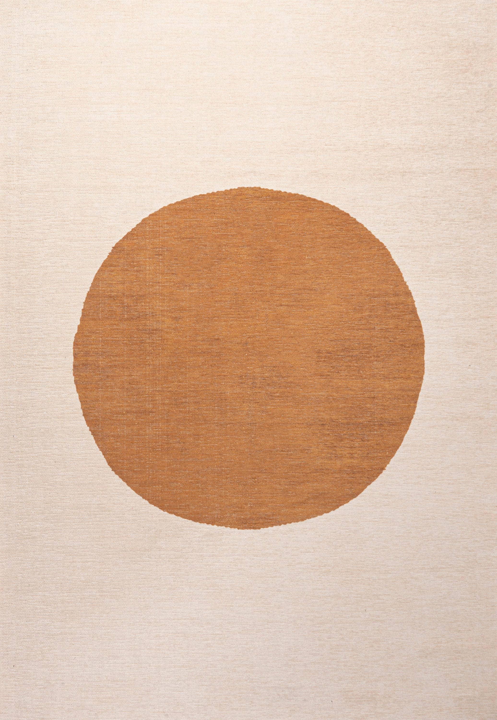 9' x 12' Cirkel Minimalist Geometric Dot Machine-Washable Area Rug, Cream/Rust - JONATHAN Y