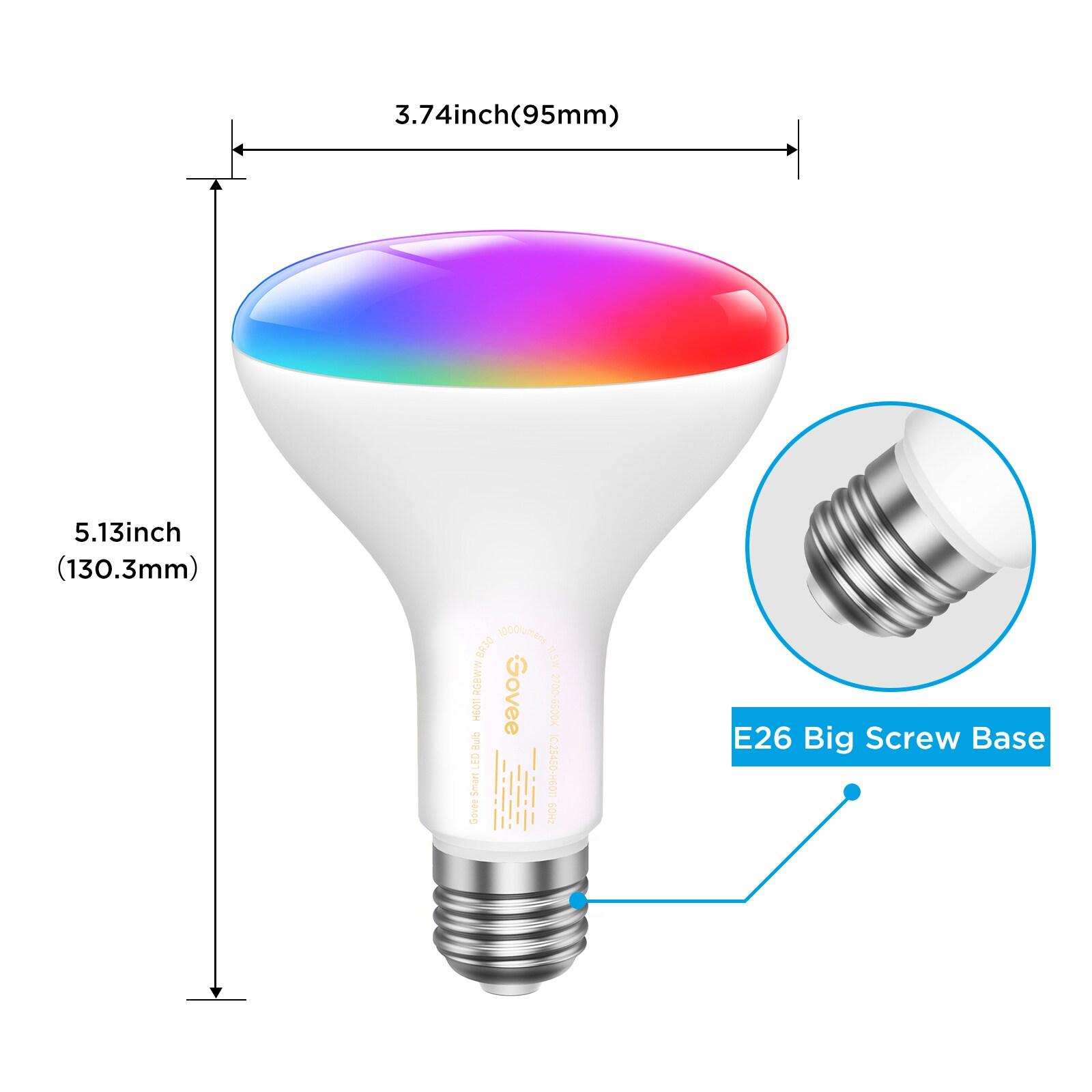 Govee 1000LM RGBWW Smart BR30 LED Light Bulb 2 Packs