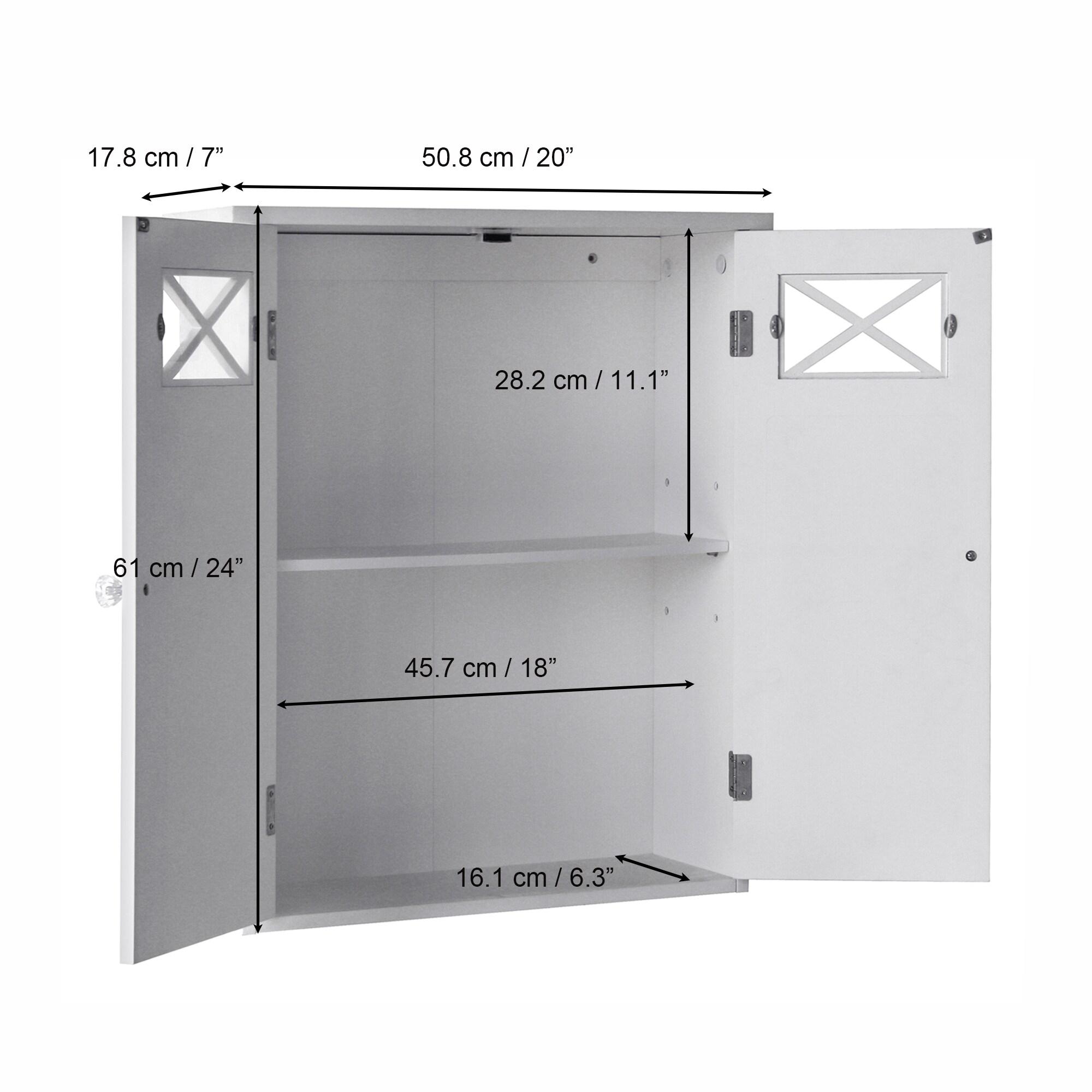 Dawson Two Doors Wall Cabinet White - Elegant Home Fashions: Traditional Style, Semi-Gloss Finish, Bathroom Storage