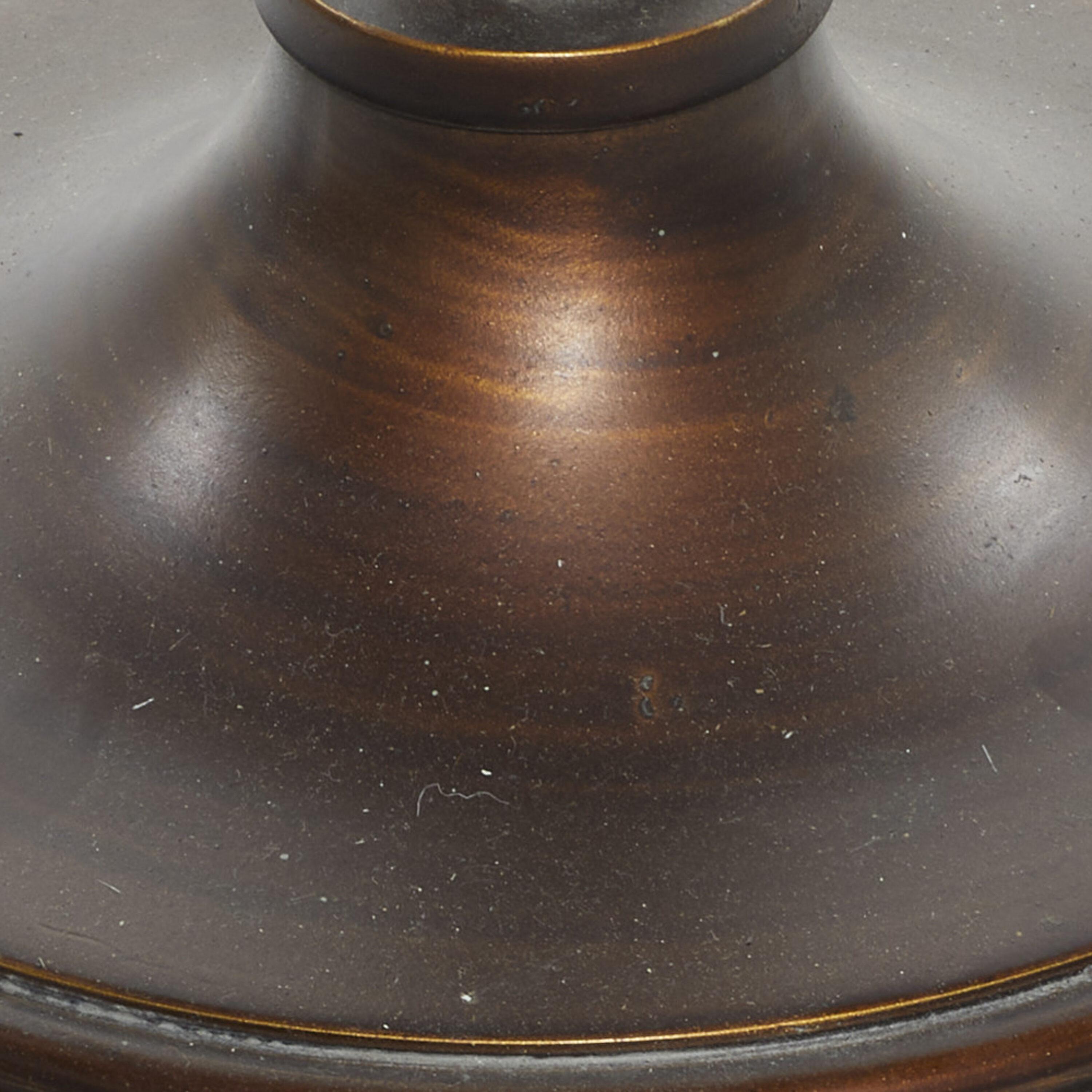 DecMode 70" Antique Style Brown Torchiere with Beige Glass Shade