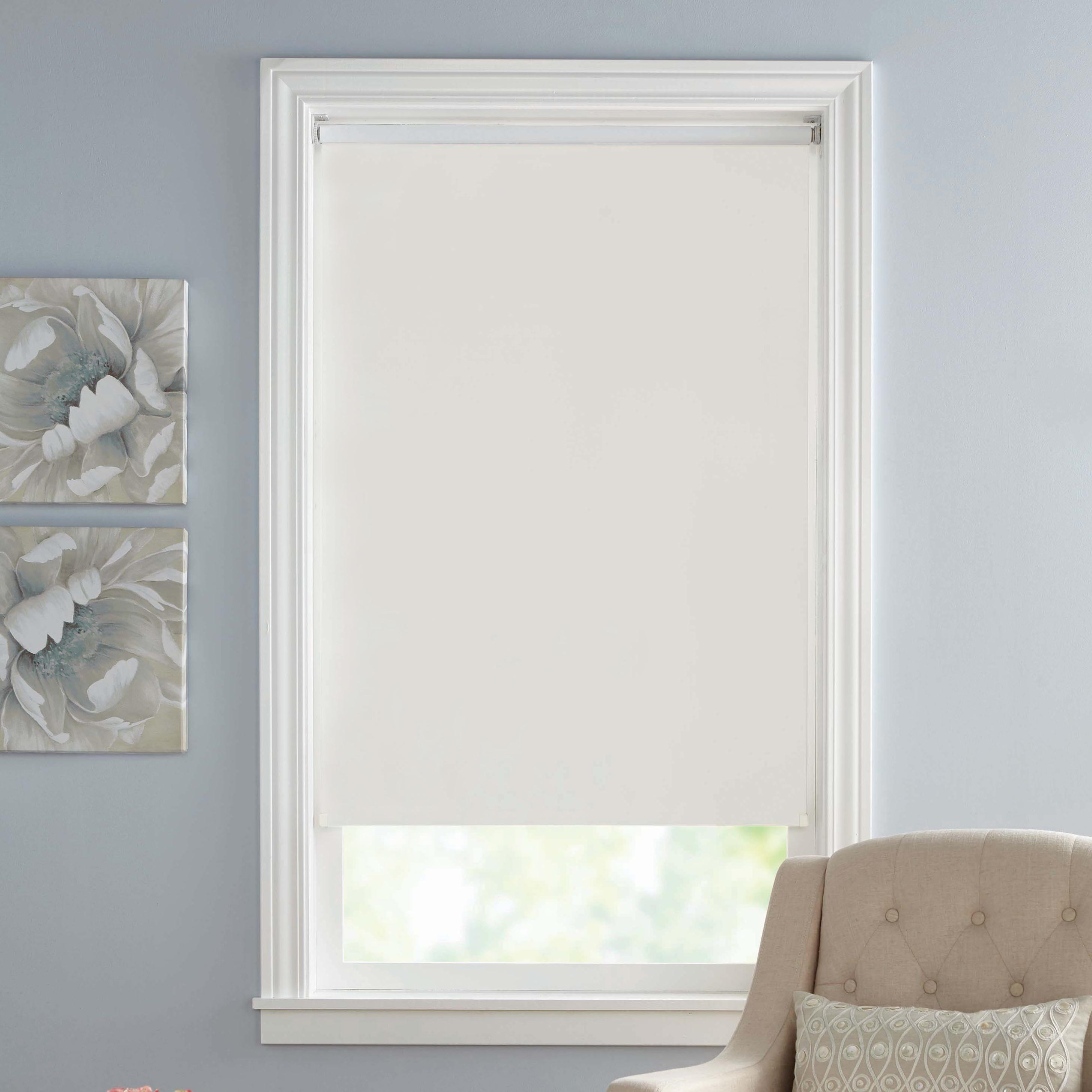 1pc 73"x72" Blackout Slow Release Roller Shade White - Lumi Home Furnishings: Window Blinds, Indoor Wall Mount