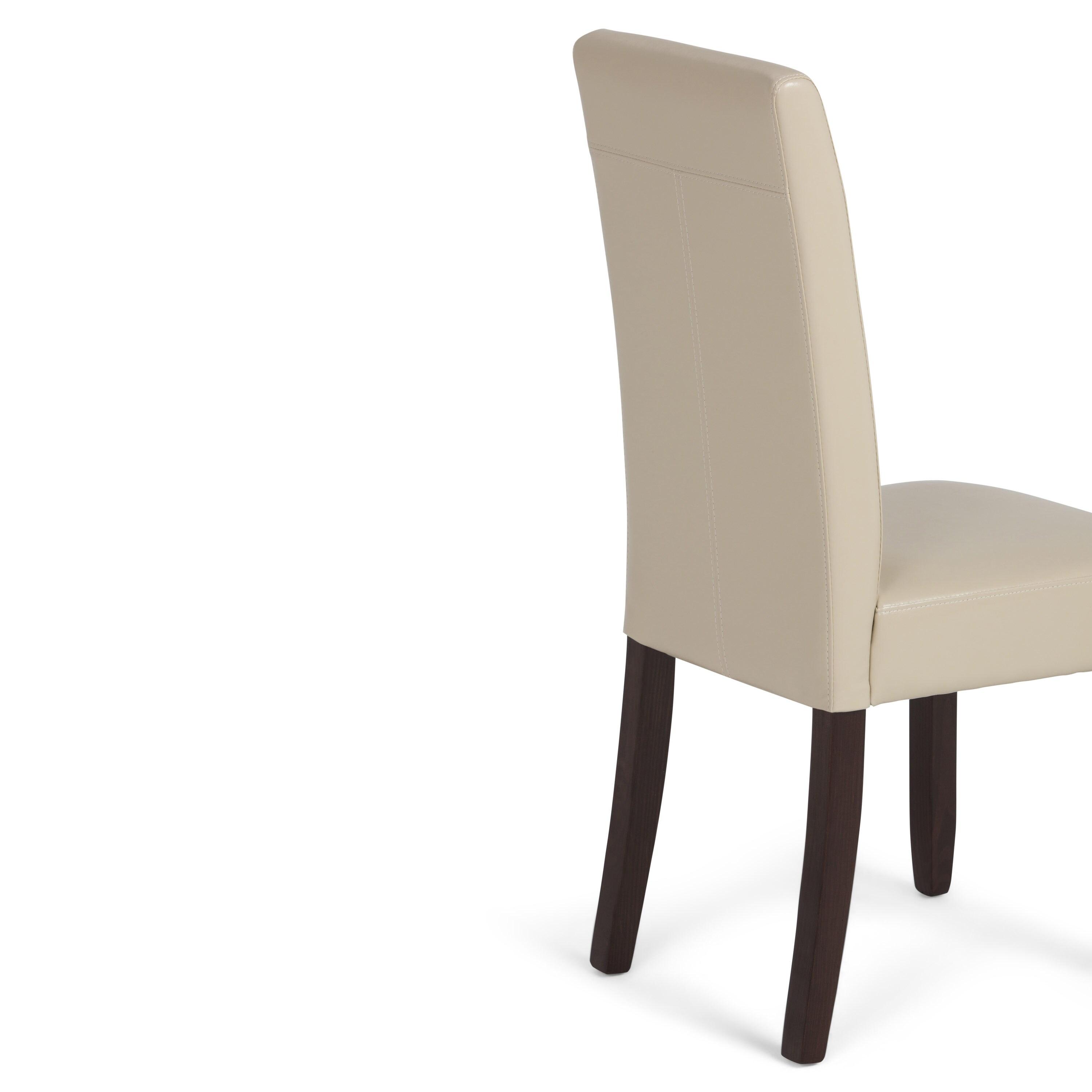 Simpli Home Acadian Transitional Parson Dining Chair (Set of 2) in Satin Cream Faux Leather