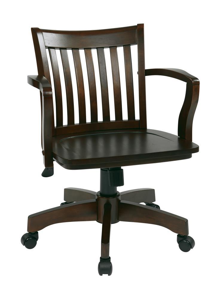 OSP Home Furnishings Deluxe Wood Bankers Chair with Wood Seat in Espresso Wood Finish