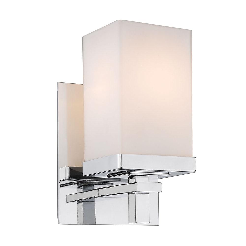 Golden Lighting Maddox 1-Light Wall Sconce in Chrome with Opal