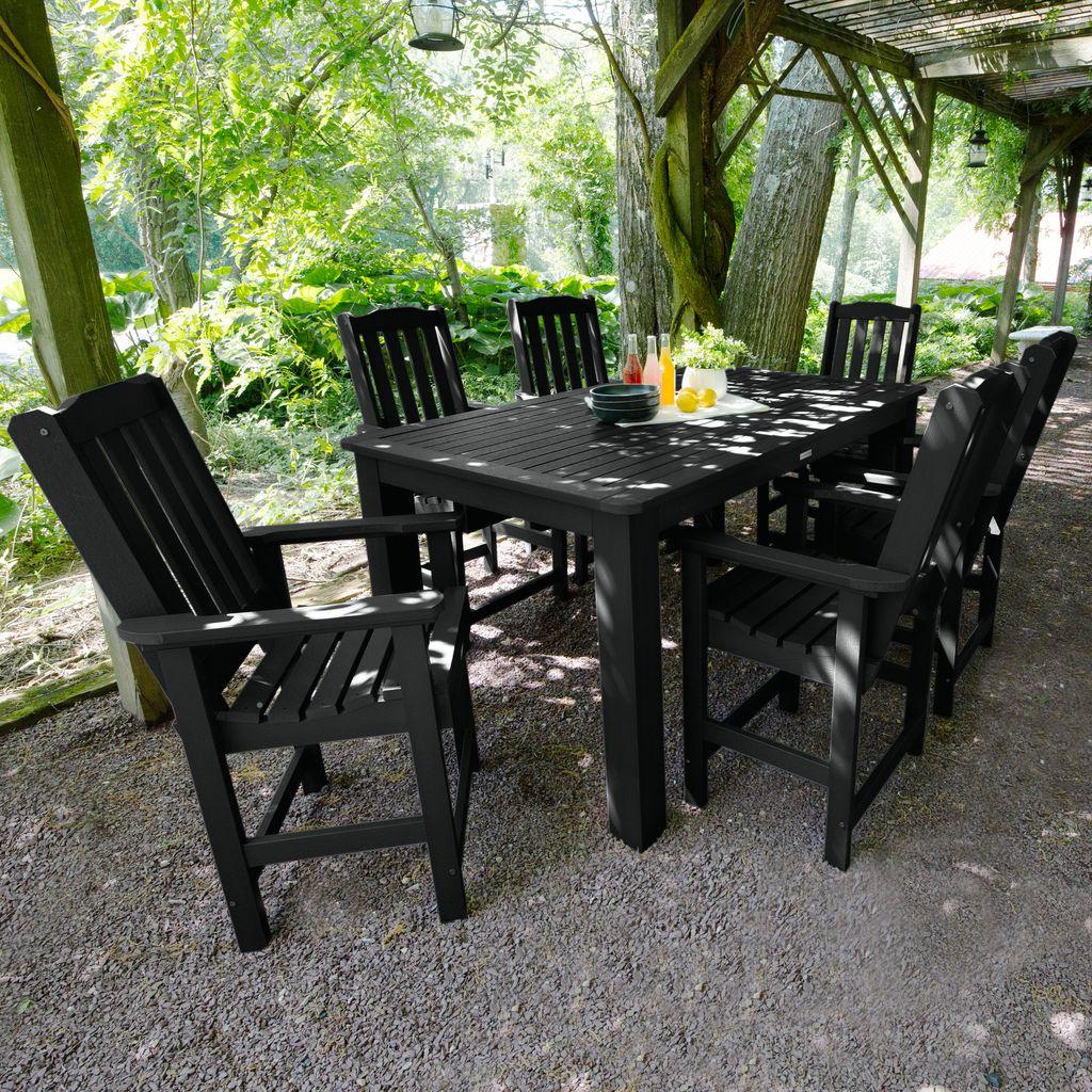 Highwood 7-pc Lehigh Dining Set - 42" x 72" Rectangle Table, Counter Height, Outdoor, Eco-friendly, Synthetic Wood