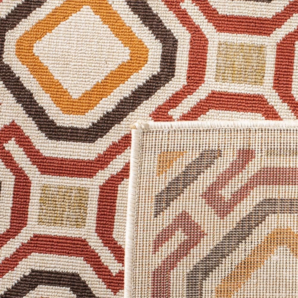 Veranda VER089 Power Loomed Indoor/Outdoor Area Rug - Creme/Red - 8'x11' - Safavieh