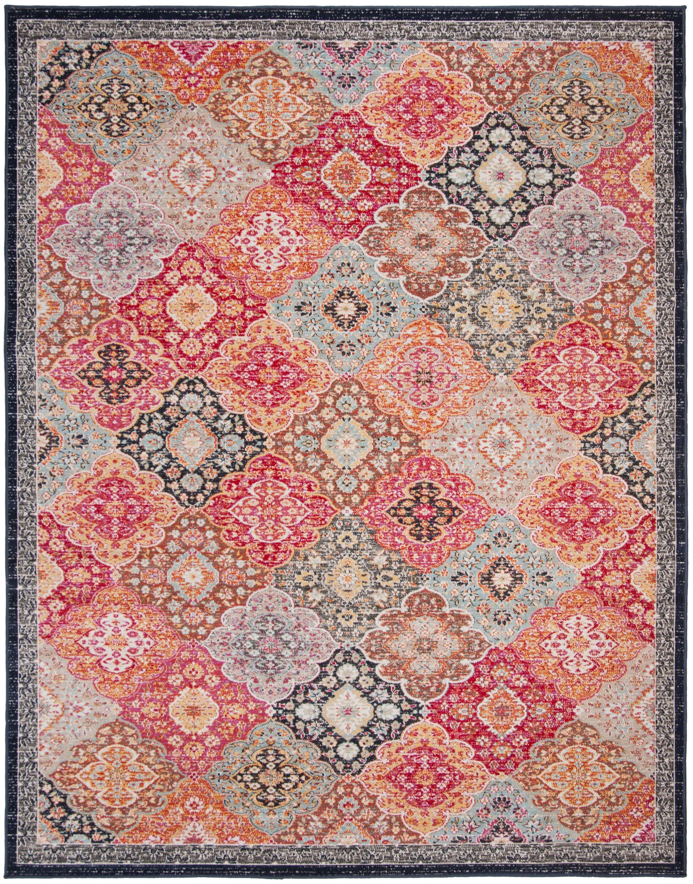 Montage MTG281 Power Loomed Indoor/Outdoor Area Rug - Red/Aqua - 8'x10' - Safavieh