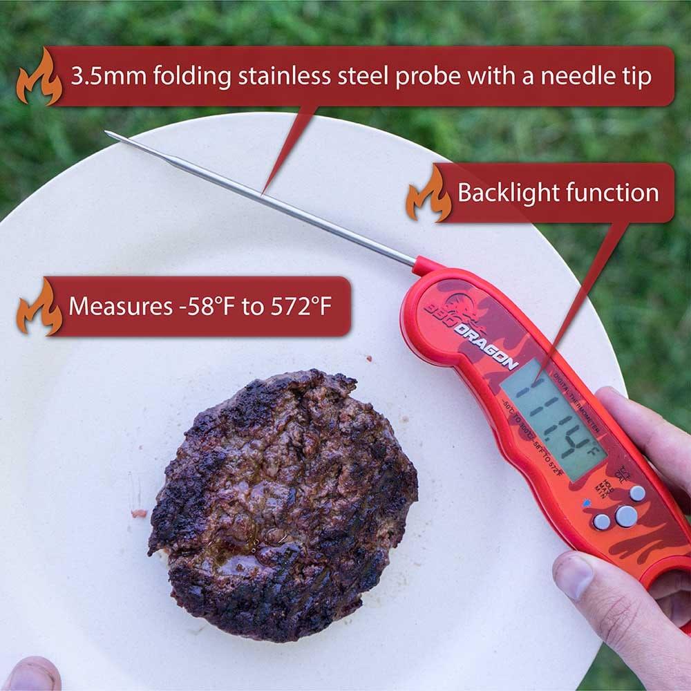 BBQ Dragon Meat Thermometer Digital - Waterproof Instant Read Food Thermometer for Cooking, Baking, & Grilling - Digital Meat Thermometer with Probe - Kitchen Thermometer for Cooking & Candy Making