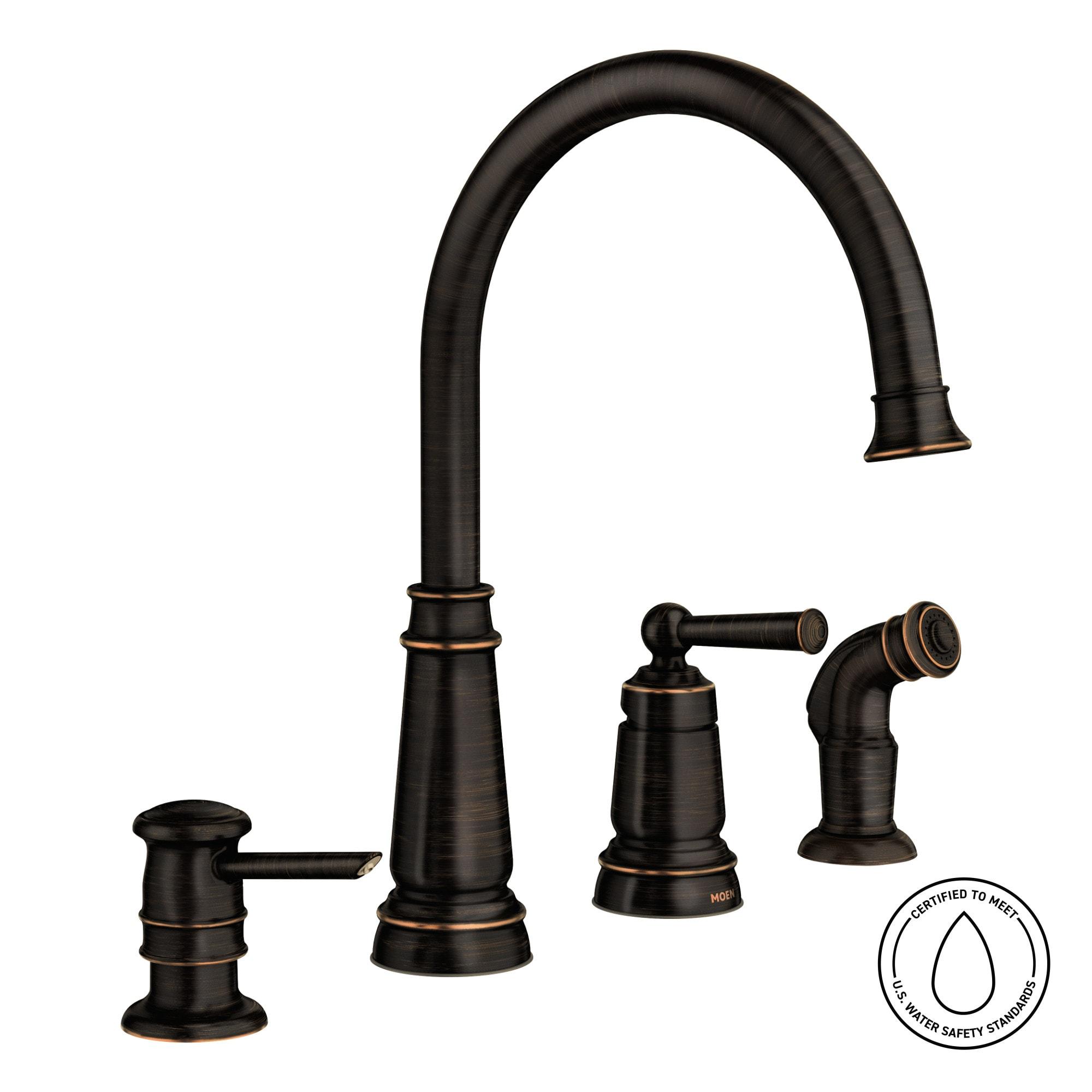 Moen Edison Mediterranean Bronze Single Handle Deck-mount Kitchen Faucet (Soap Dispenser Included) ( Side Sprayer Included )