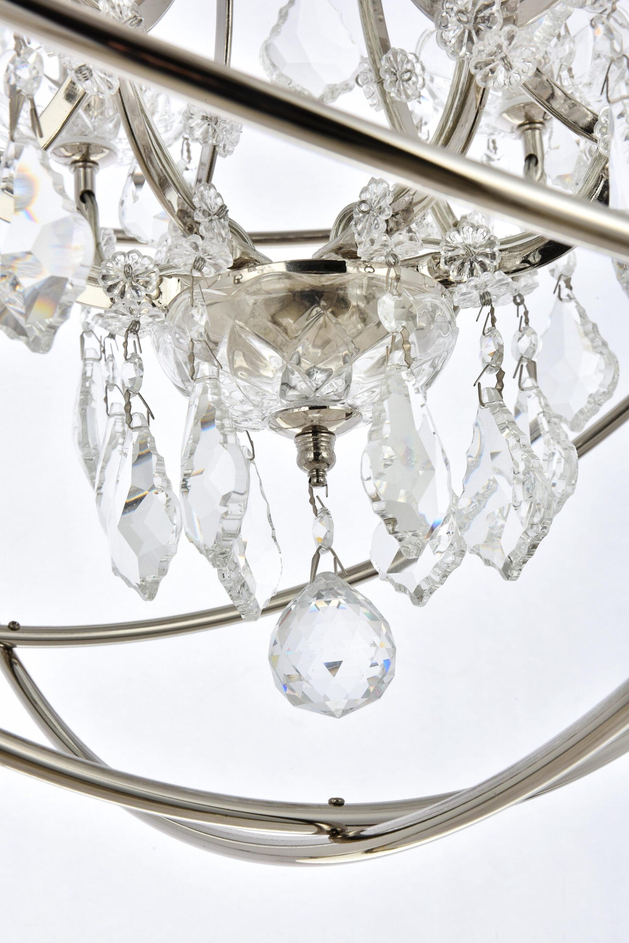 Transitional Geneva 6-Light Polished Nickel & Silver Shade Crystal Chandelier