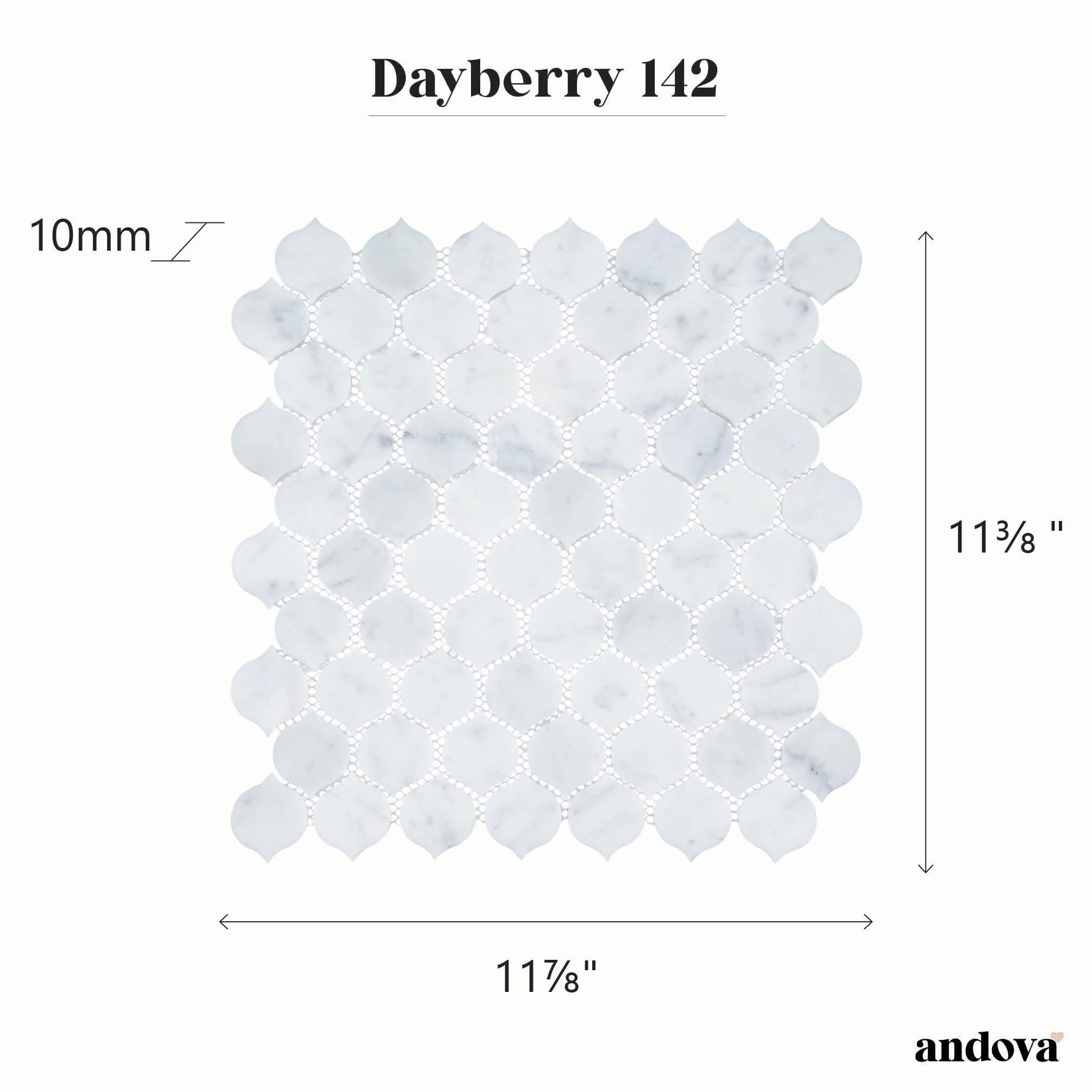 Andova Dayberry 1.5" Marble Arabesque Mosaic Kitchen Backsplash, Bathroom, Shower, Pool, Wall and Floor Tile