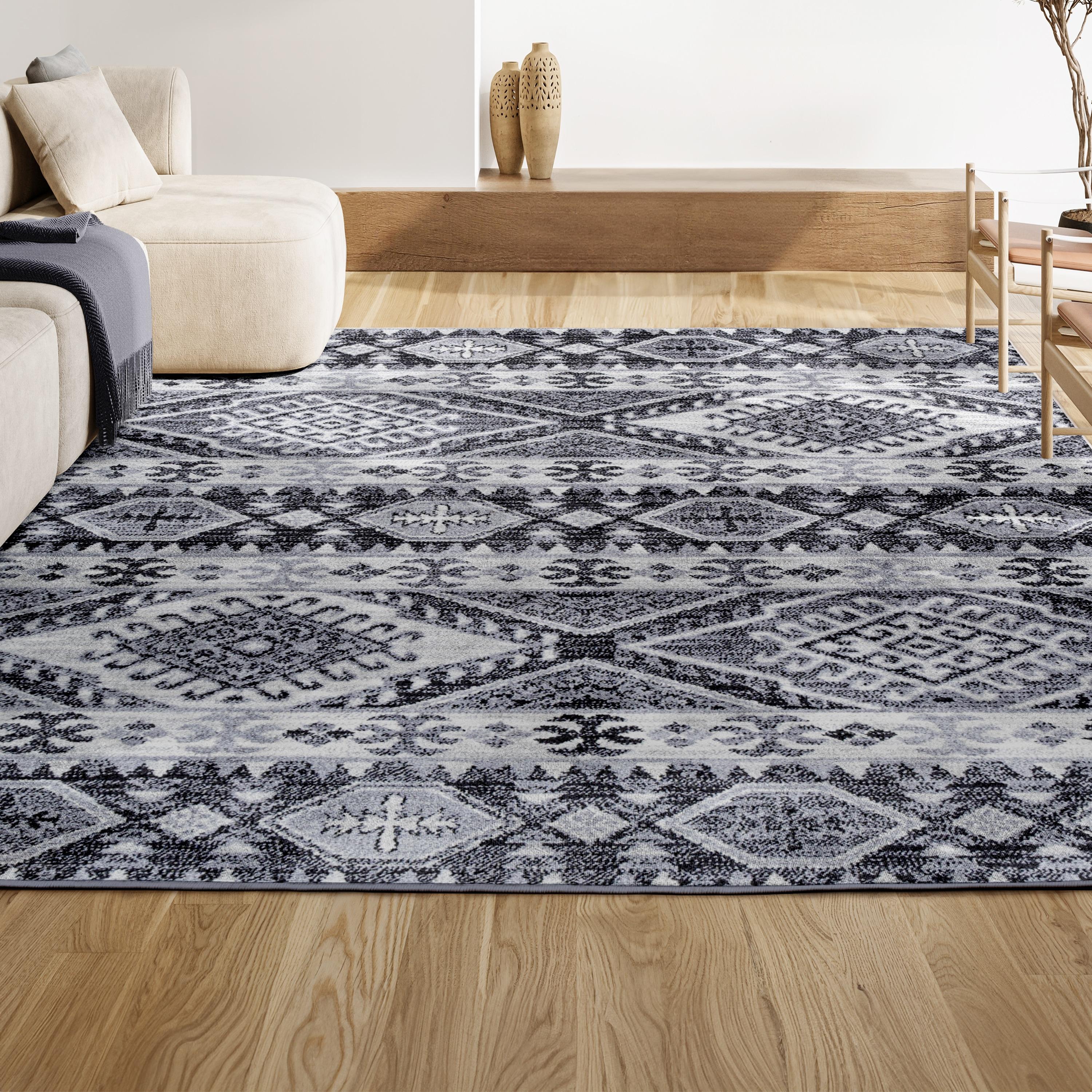2'x 8' Sura Modern Kilim Geometric Runner Rug, Gray/Anthracite - JONATHAN Y