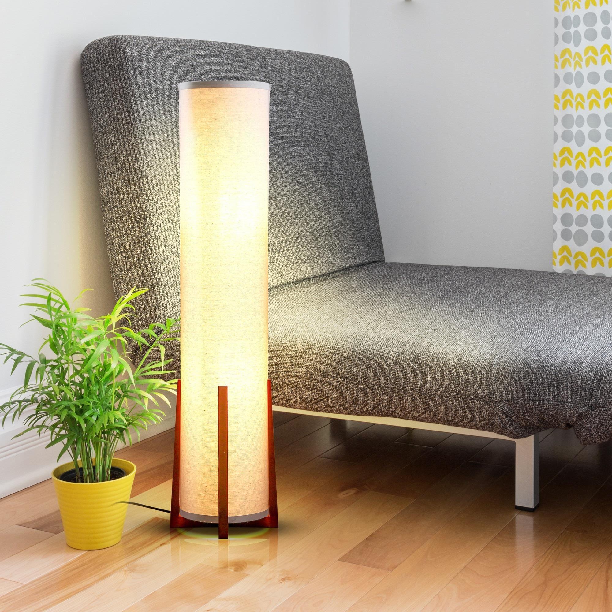 Parker 48 in. Farmhouse 2-Light LED Energy Efficient Floor Lamp with Beige Fabric Cylinder Shade