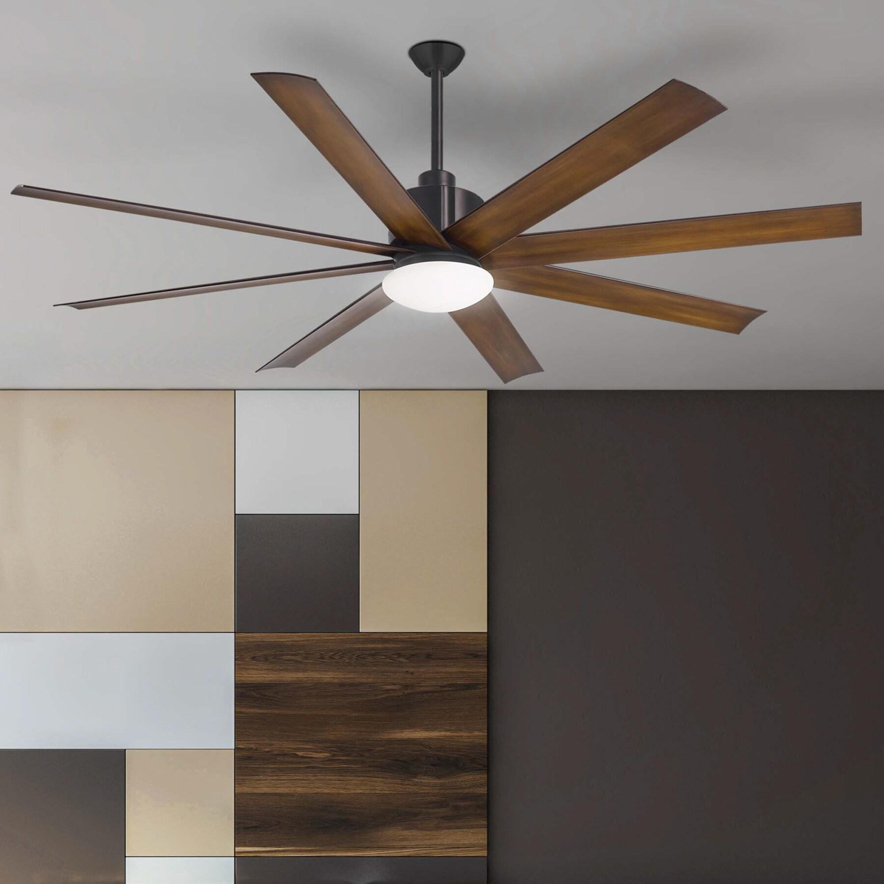 65" Minka Aire Modern Outdoor Ceiling Fan with LED Light Remote Control Coal Distressed Koa Opal Glass Wet Rated for Patio Gazebo