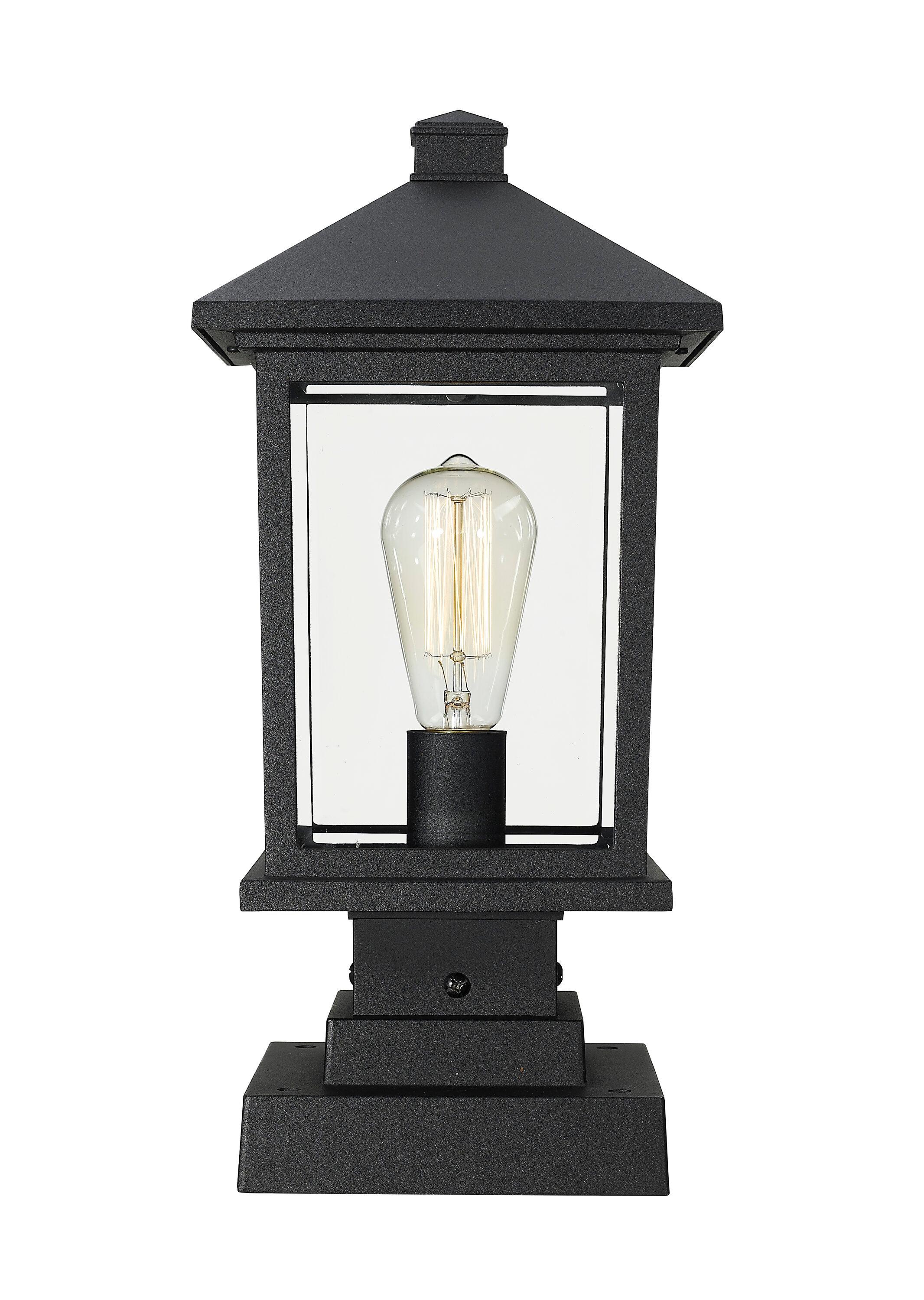 Z-Lite 531Phms-Sqpm Portland 16.875" Tall 1 Light Outdoor Lantern Pier Mount Light - Black