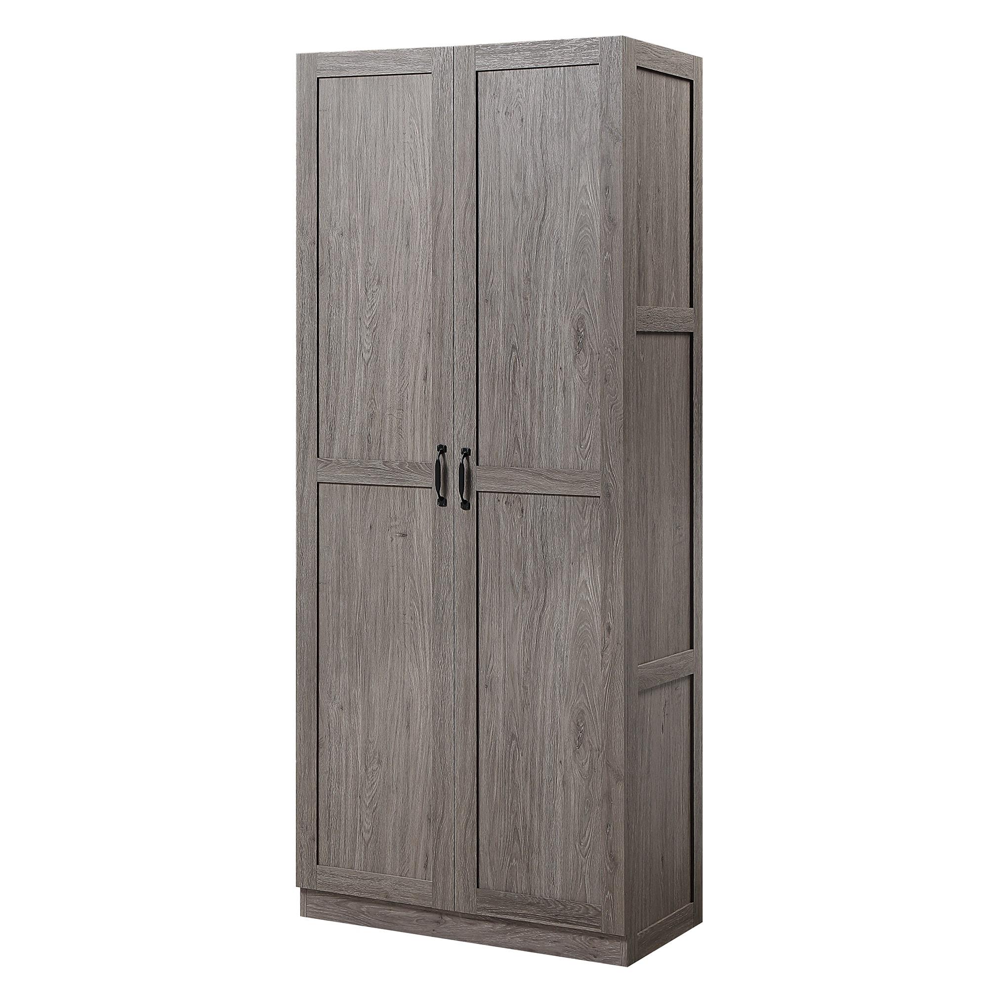 Hopkins Modern 4 Shelf Storage Closet Gray - Manhattan Comfort: MDF Wooden, 2-Door, Divided Storage Cabinet