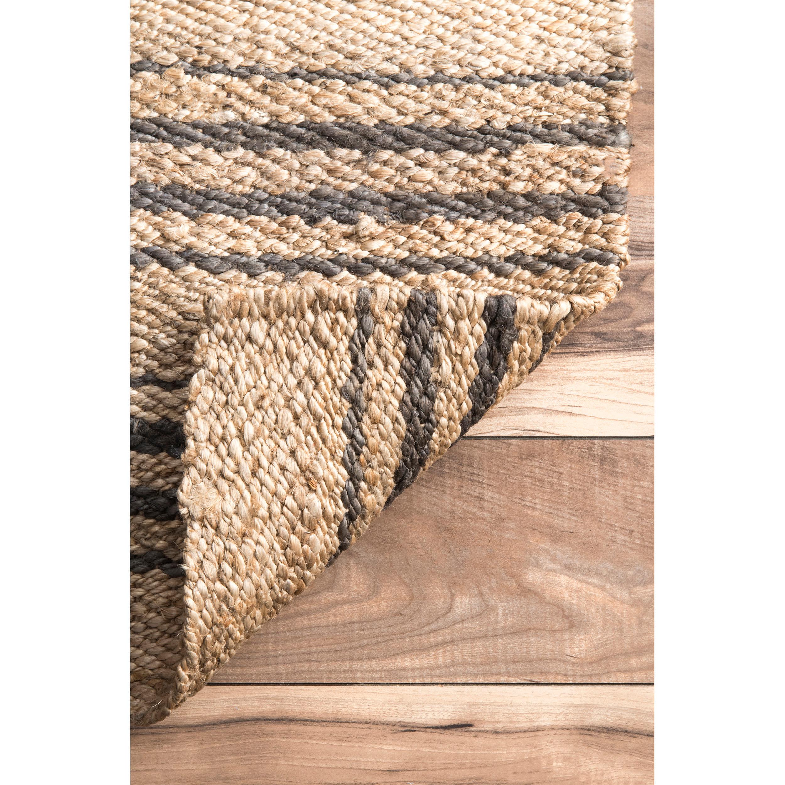 Nuloom Sycamore Striped Jute Area Rug, Square 8' x 8', Natural