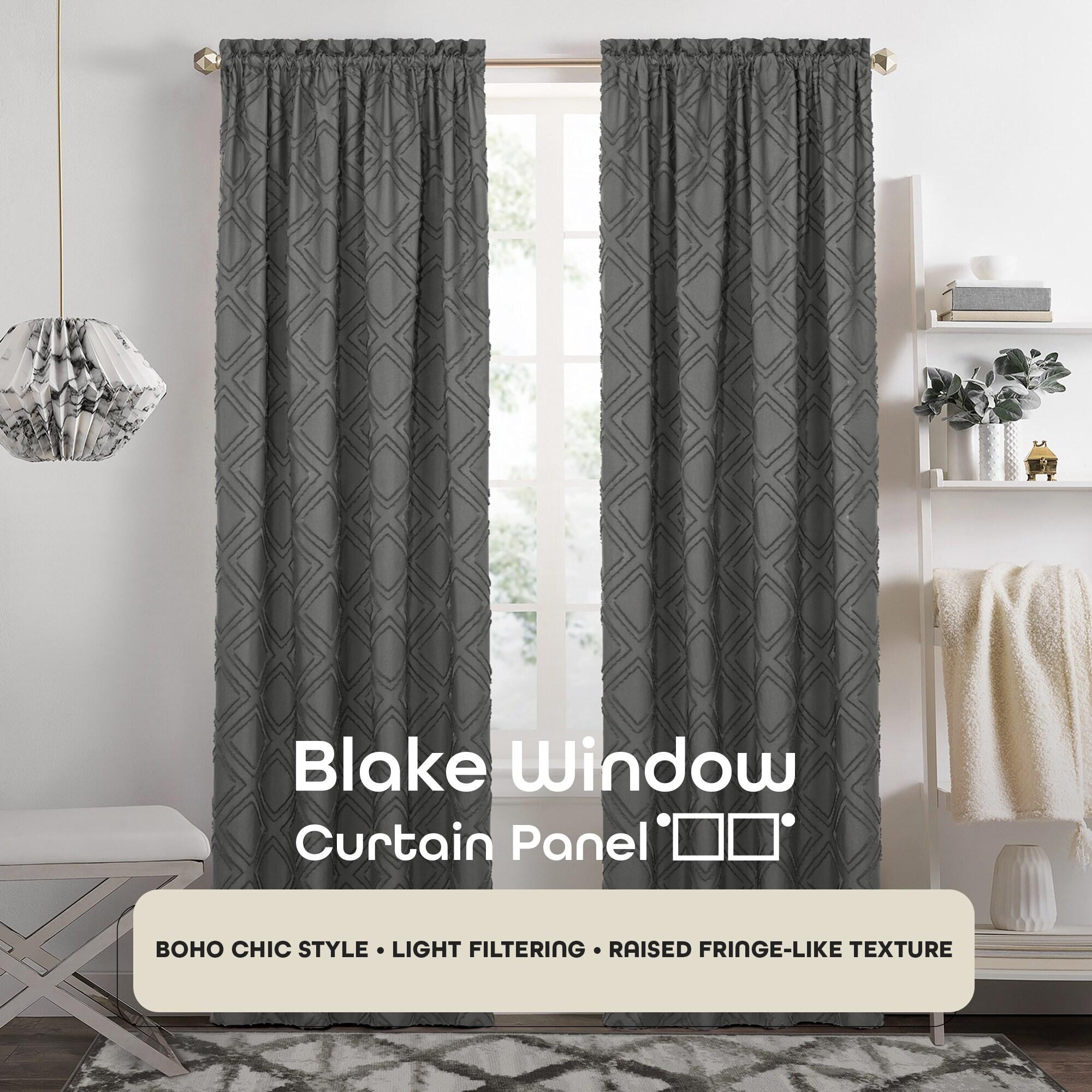 Achim Blake Geometric Diamond Rod Pocket Light Filtering Curtain Panel, Charcoal, 42" x 84"