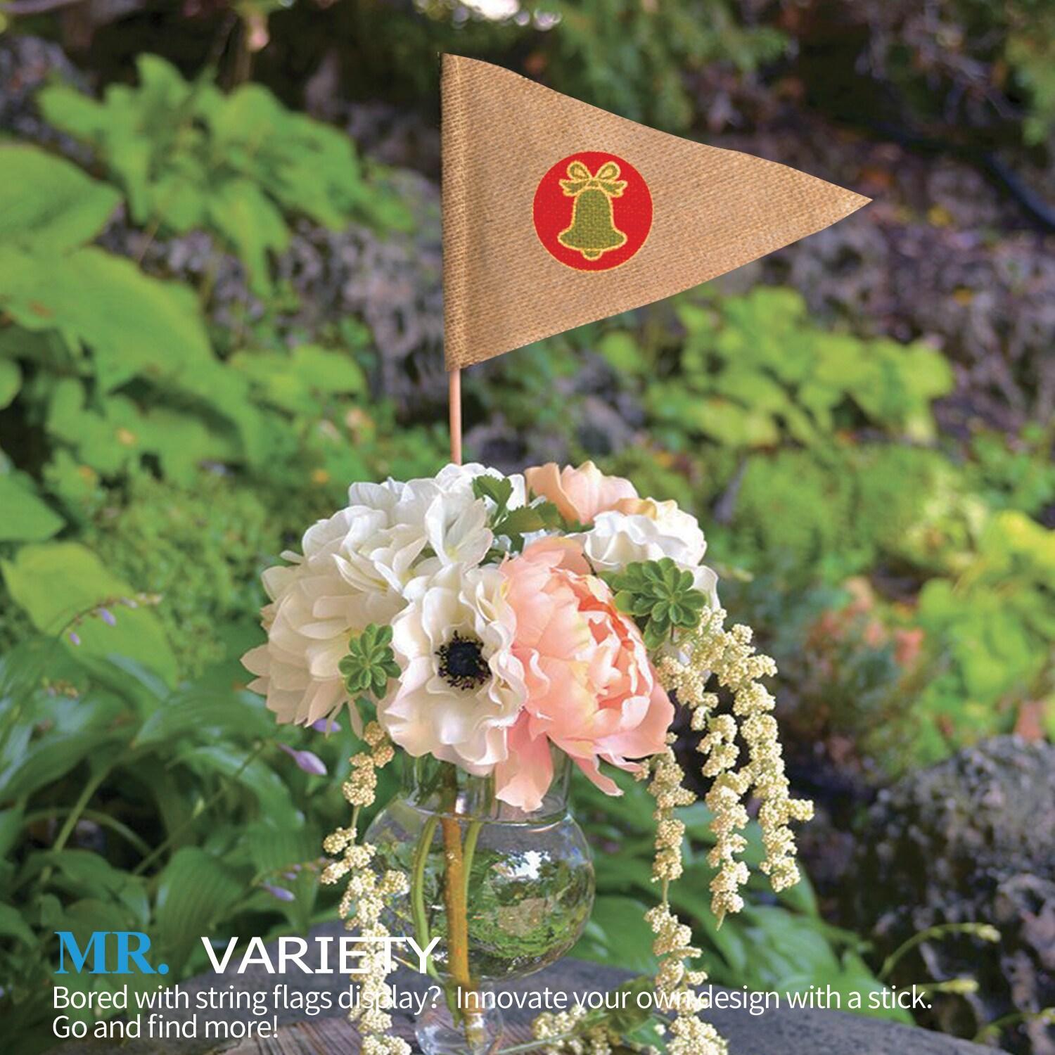 Novelty Place 13 Feet Burlap Pennant Banner - 15 Triangle Bunting Flags (5x7 Inches) - DIY Hand Painted Home Decorations for Holiday, Birthday, Wedding, Graduation and Party