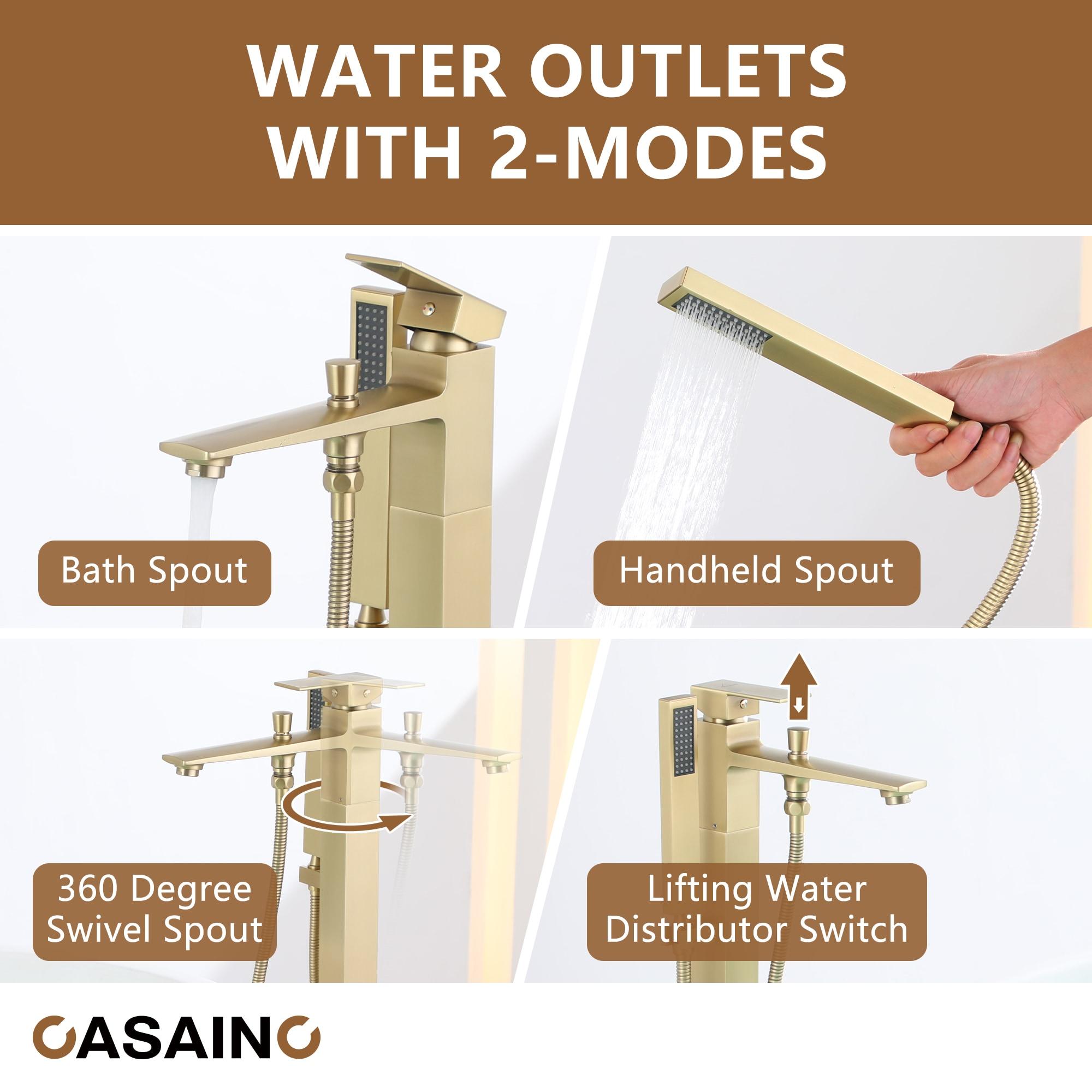 Single Handle Free Standing Bathtub Faucet with Diverter and Handshower
