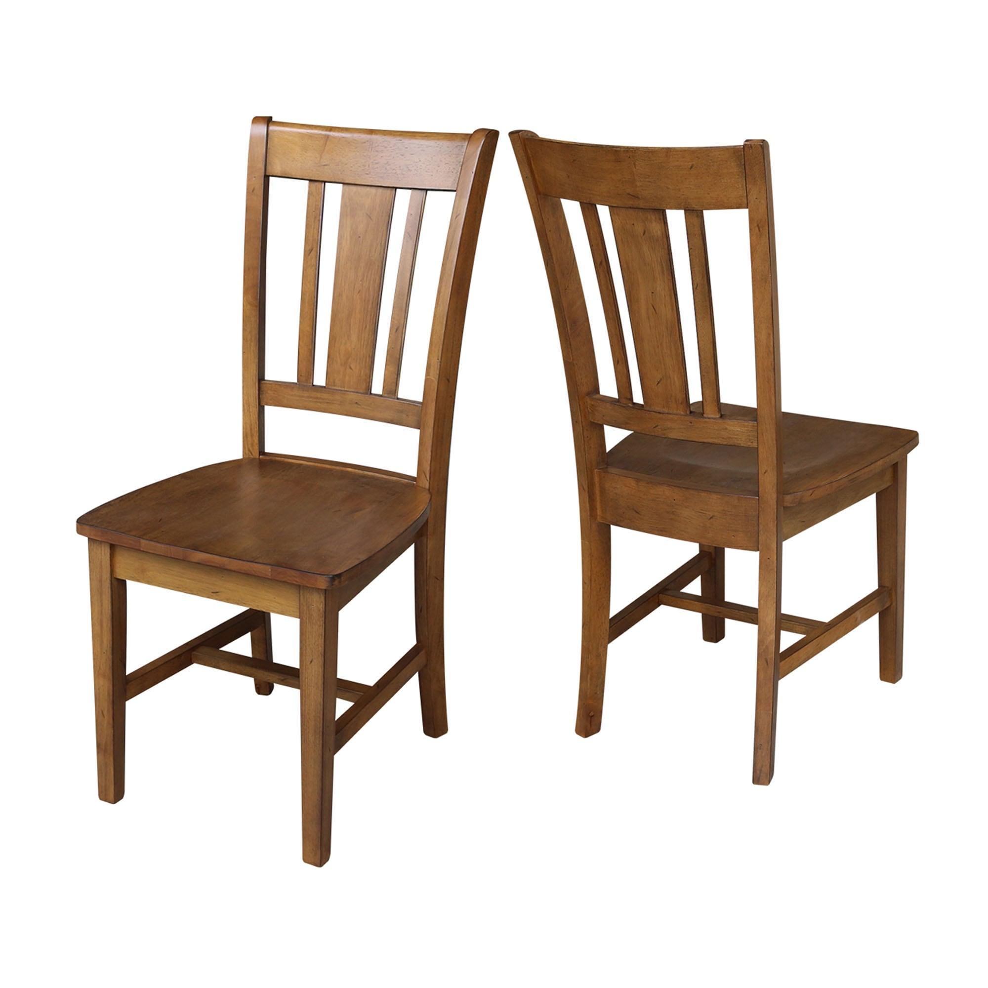 Set of 2 San Remo Splatback Chairs Pecan - International Concepts: Solid Wood, Unupholstered