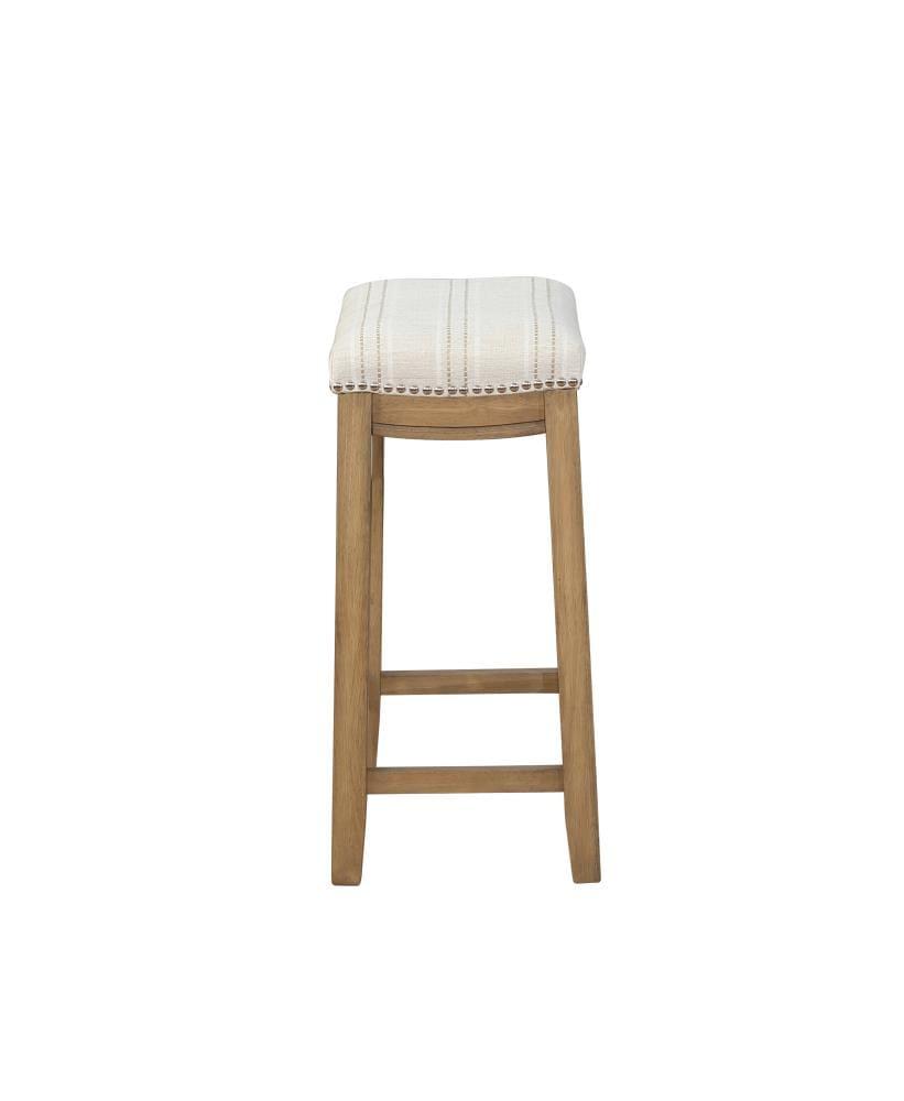 Claridge Backless Nailhead Saddle Counter Height Barstool Natural Stripe - Linon