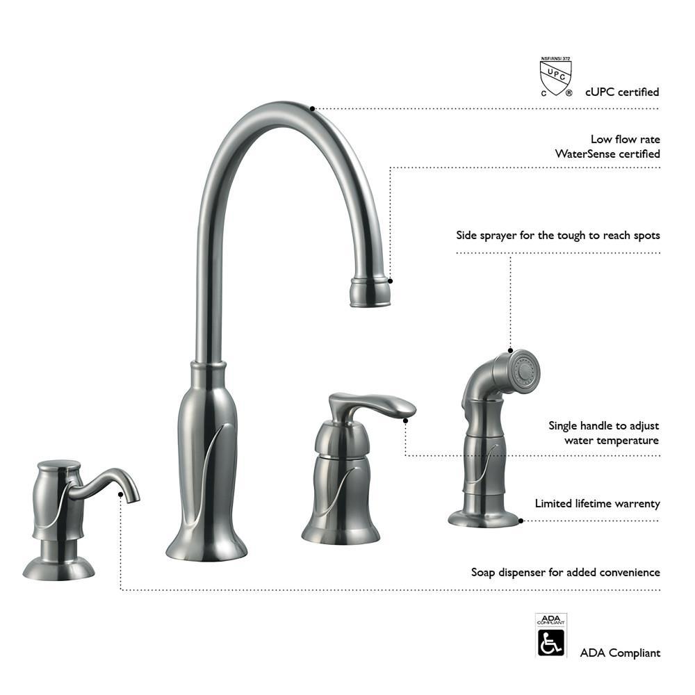 Alcott Hill® Alcott Hill® Helen Kitchen Faucet with Side Spray and Soap Dispenser