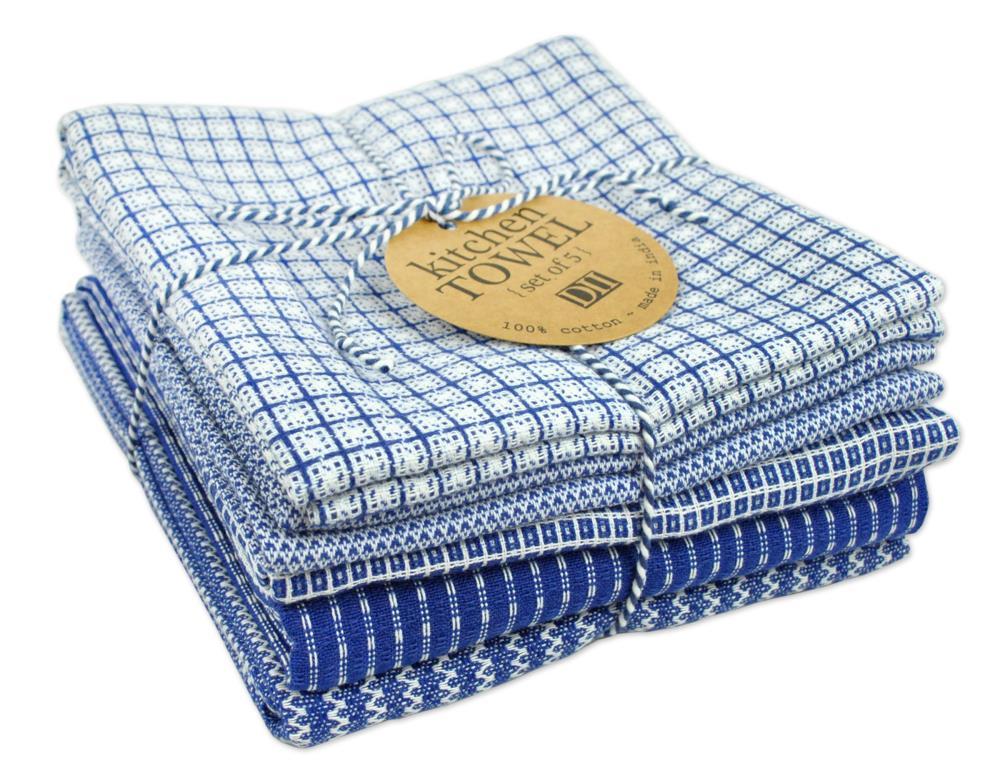 Assorted Blue Dishtowel (Set of 5)