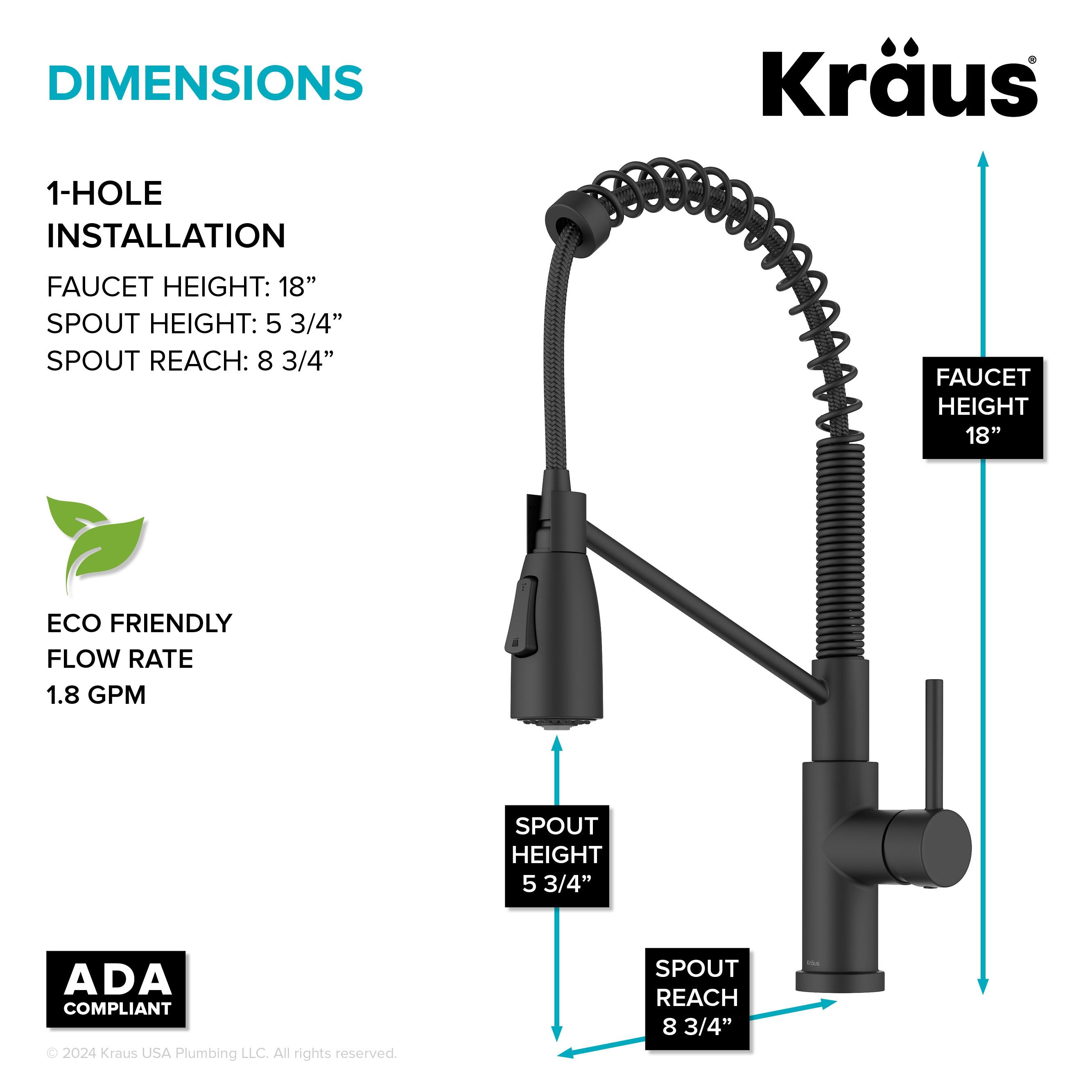 KRAUS Bolden Commercial Style 2-Function Single Handle Pull Down Kitchen Faucet