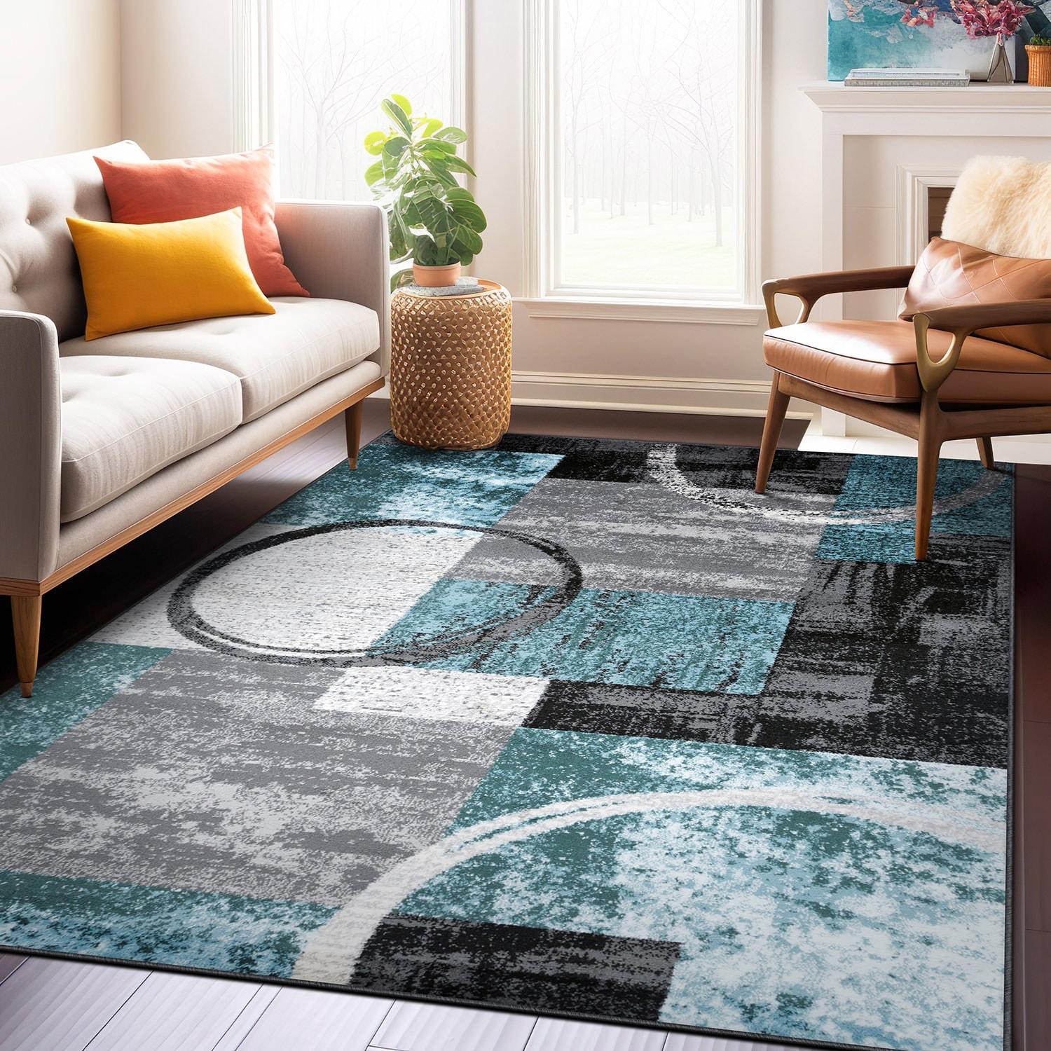 World Rug Gallery Abstract Circle Gray 8'8"x12' Area Rug