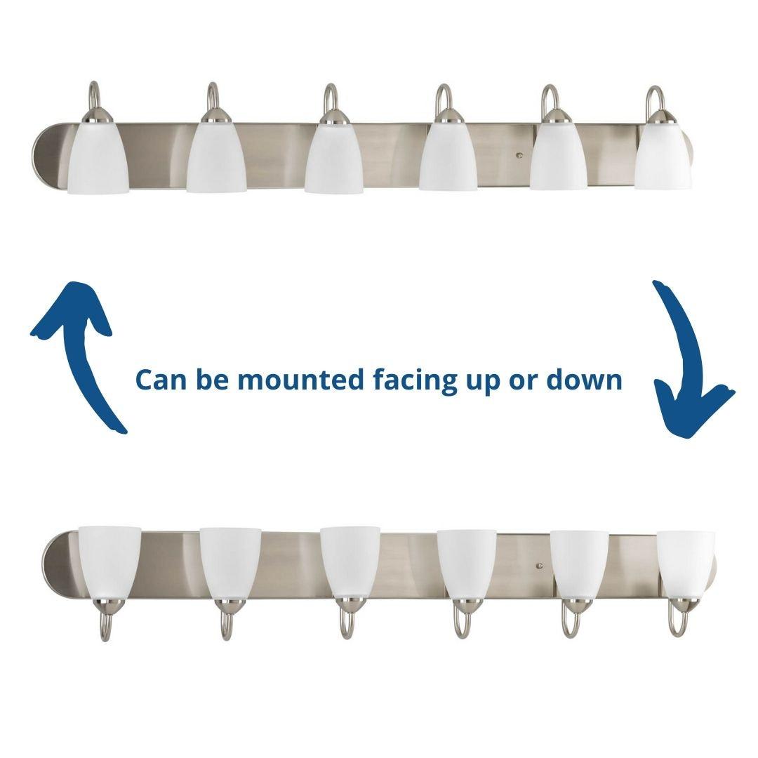 Progress Lighting Gather 6-Light Bath Bracket, Brushed Nickel, Etched Glass Shades