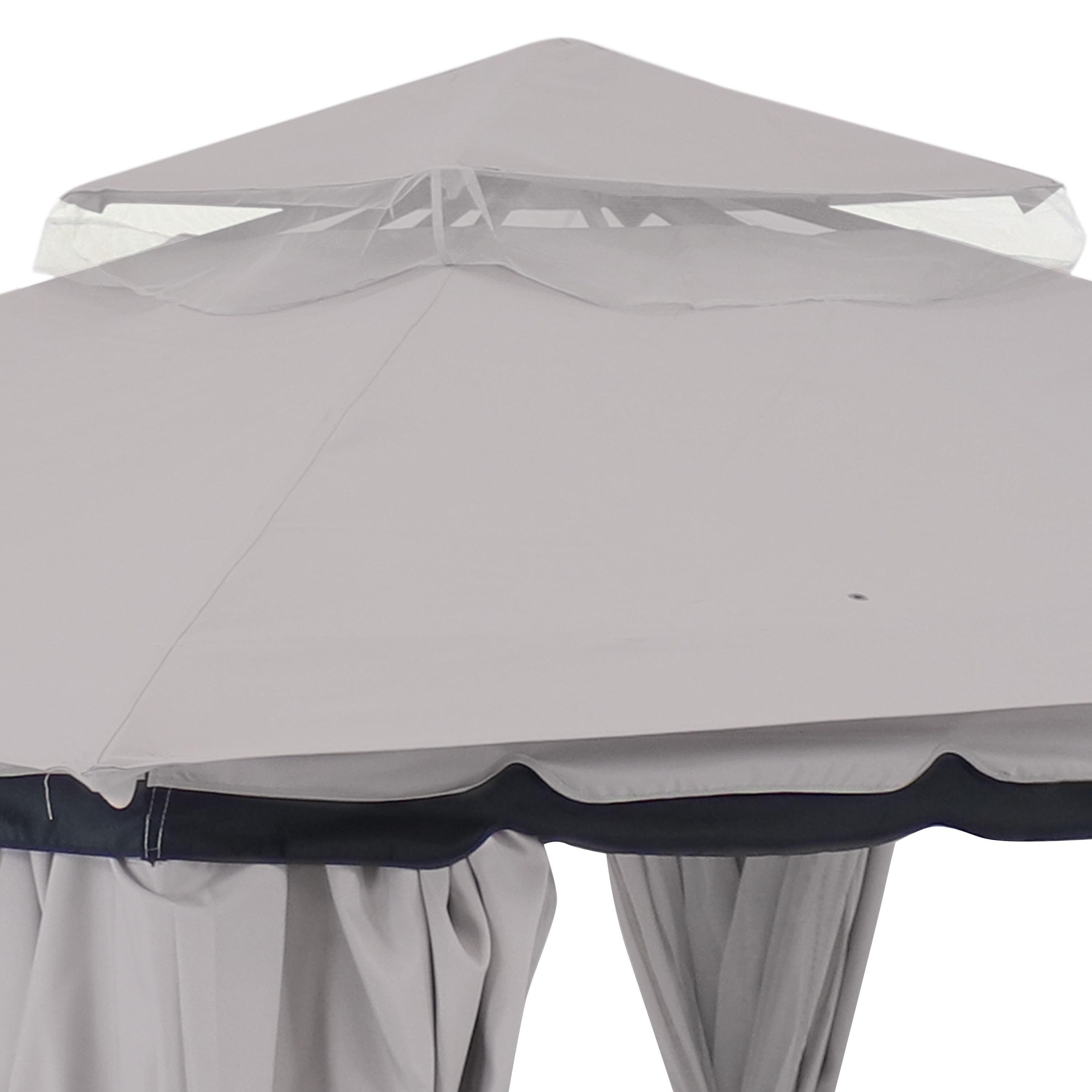 Sunnydaze Soft Top Rectangle Patio Gazebo with Screens and Privacy Walls for Backyard, Garden or Deck - Gray