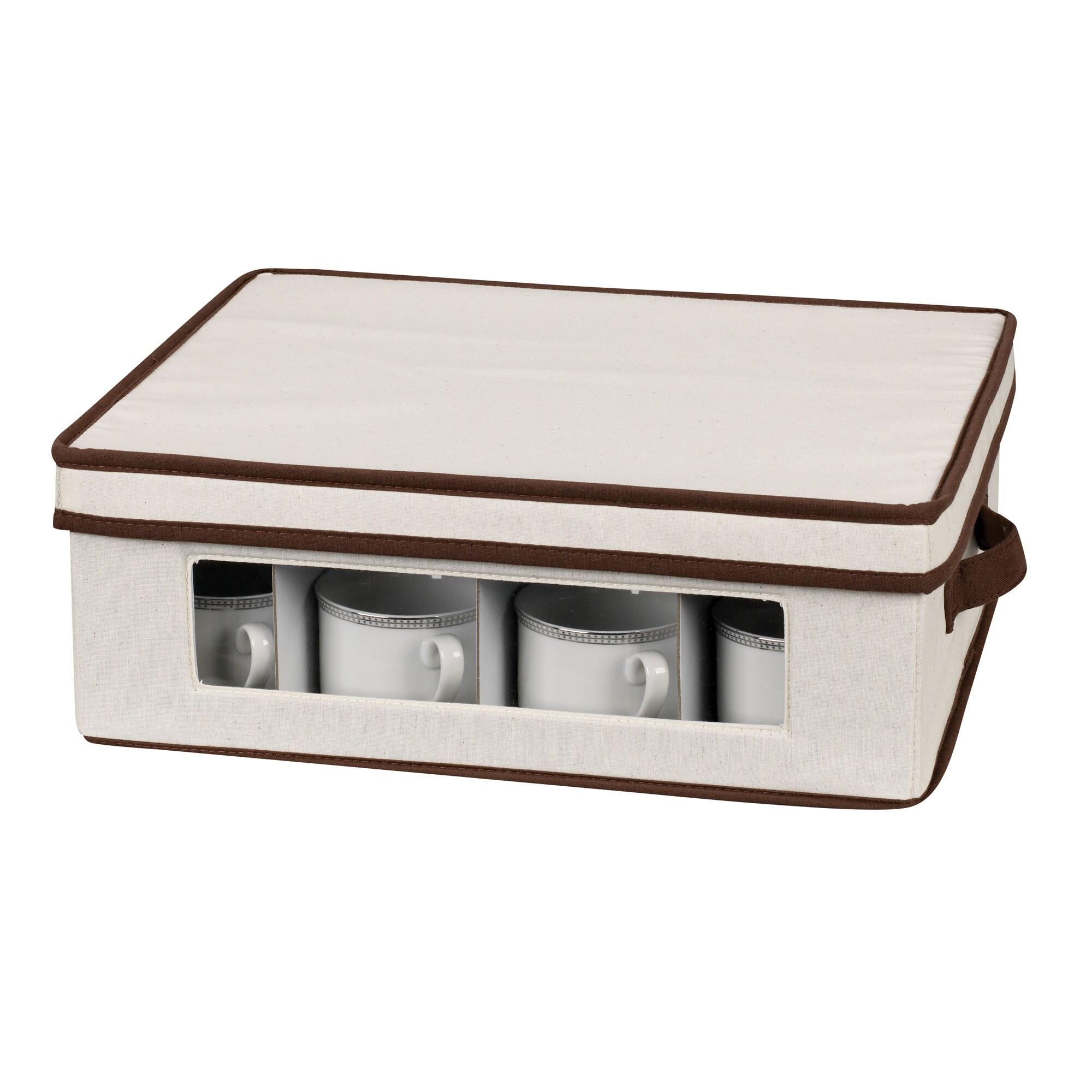 Gray Fabric Lidded Storage Bin with Dividers