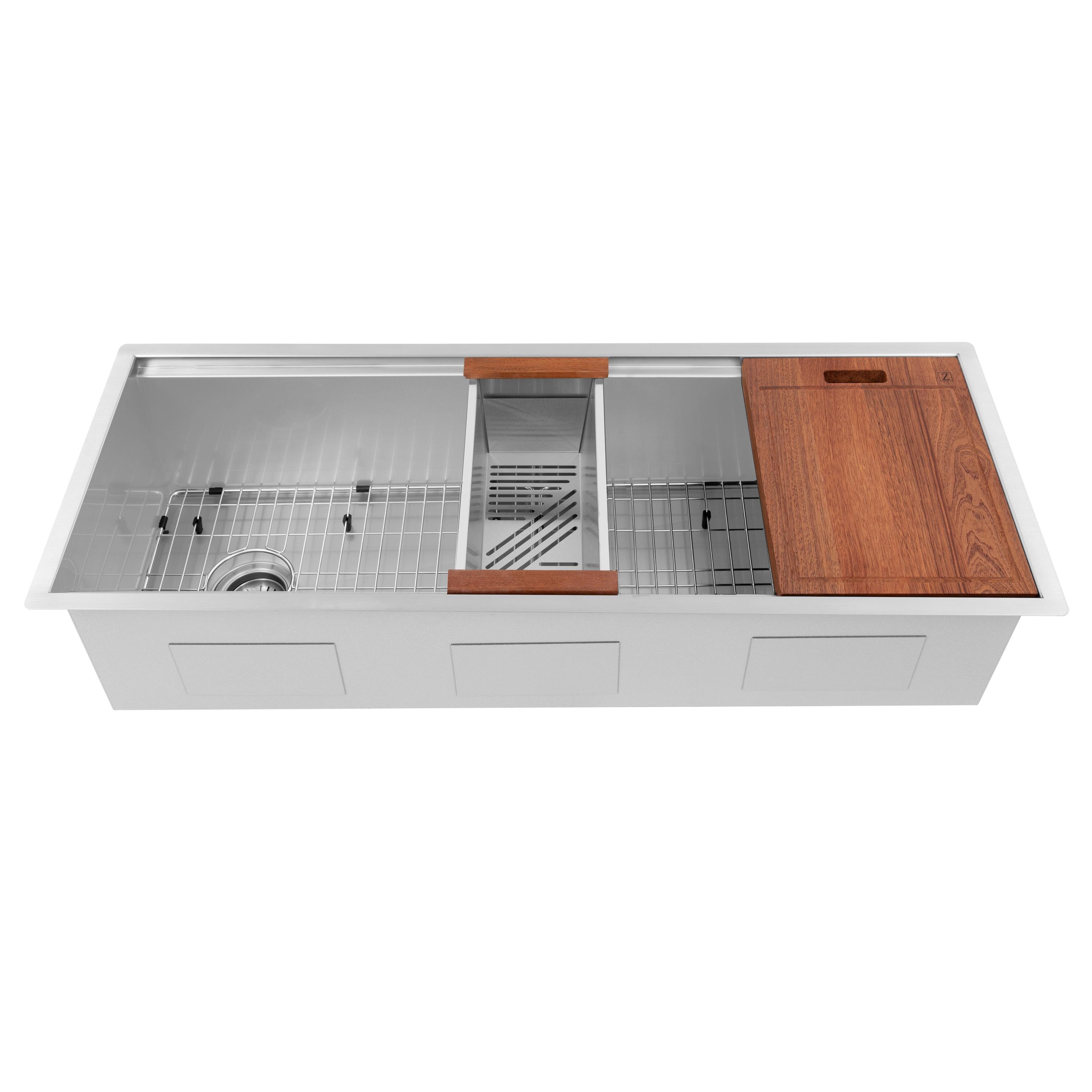 ZLINE 43 in. Garmisch Undermount Single Bowl Stainless Steel Kitchen Sink W/ Bottom Grid & Accessories (SLS-43)