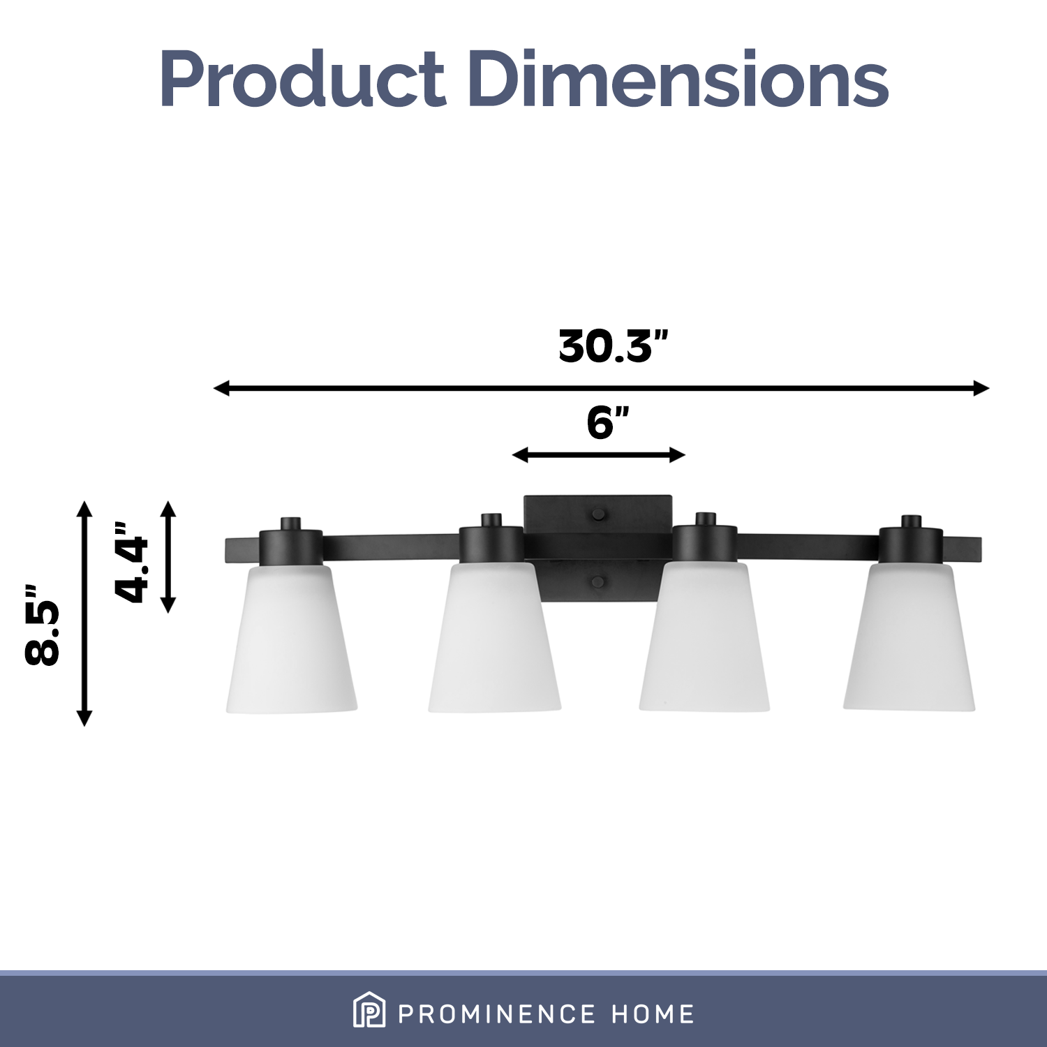Prominence Home Fairendale 4-Light Matte Black Bathroom Vanity Light with Frosted Glass Shade