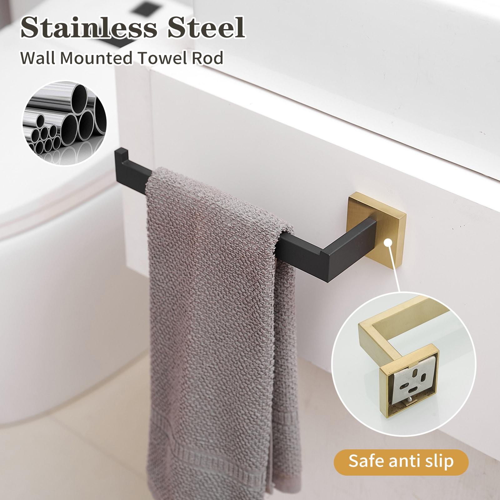 BWE 5-Piece Bath Hardware Set with Double Hooks Towel Ring Toilet Paper Holder and 24 in. Towel Bar