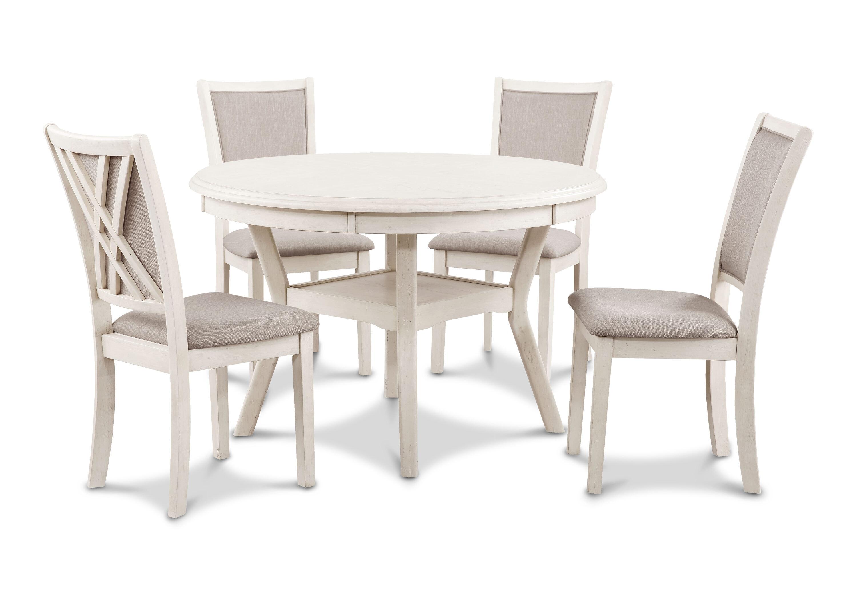 New Classic Furniture Amy 5-Piece Classic Wood Dining Table Set with Storage, Bisque/Gray