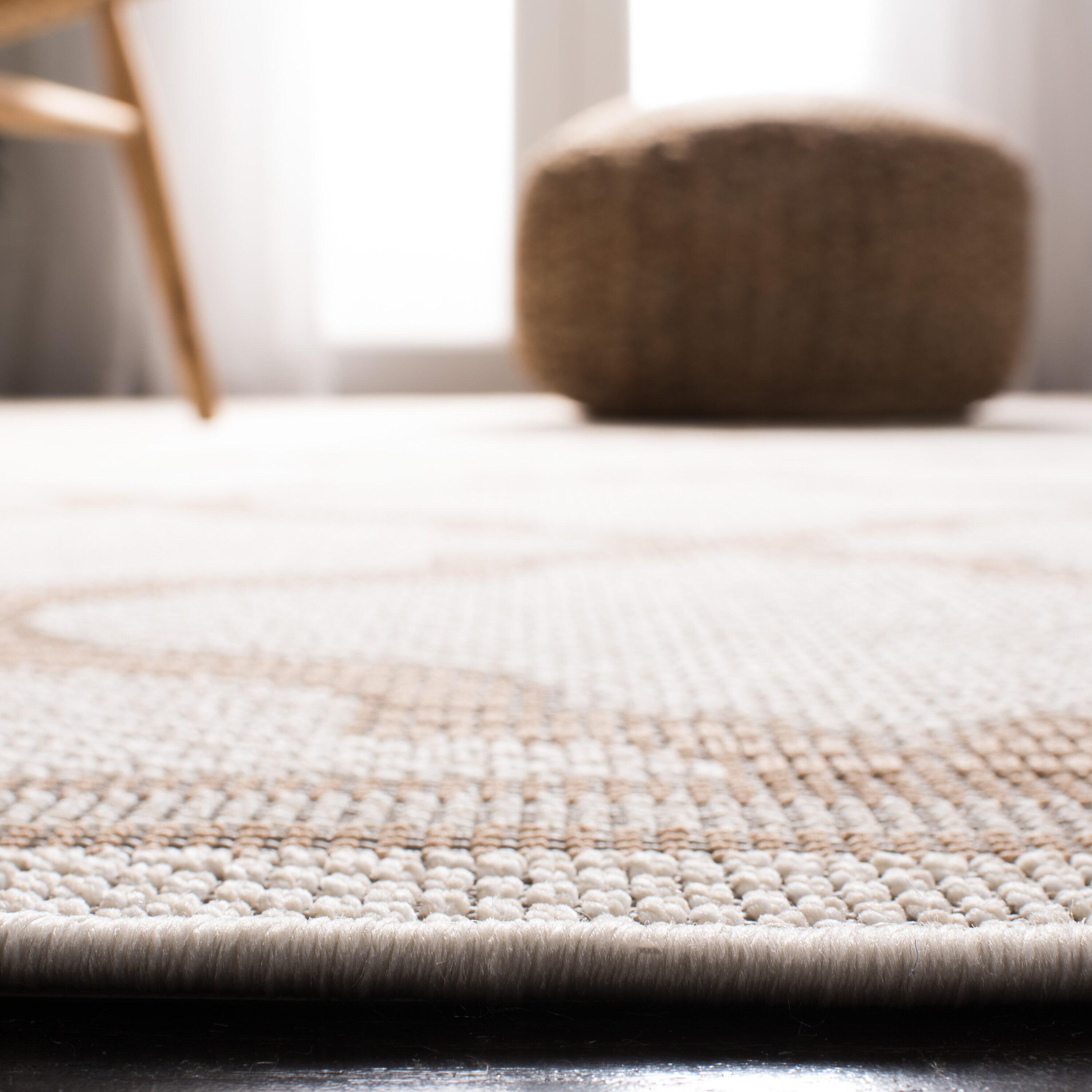 SAFAVIEH Bermuda Tamaya Geometric Machine Washable Indoor/Outdoor Area Rug, Ivory/Beige, 8' x 8' Square