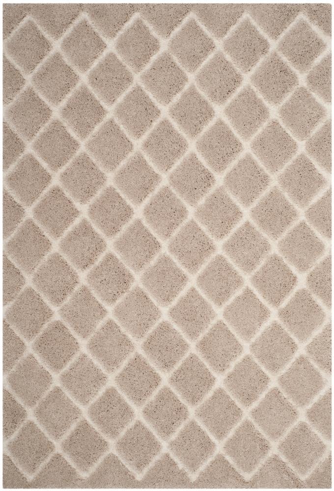 SAFAVIEH Adriana Anwar Geometric Diamonds Shag Area Rug, Beige/Cream, 4' x 6'