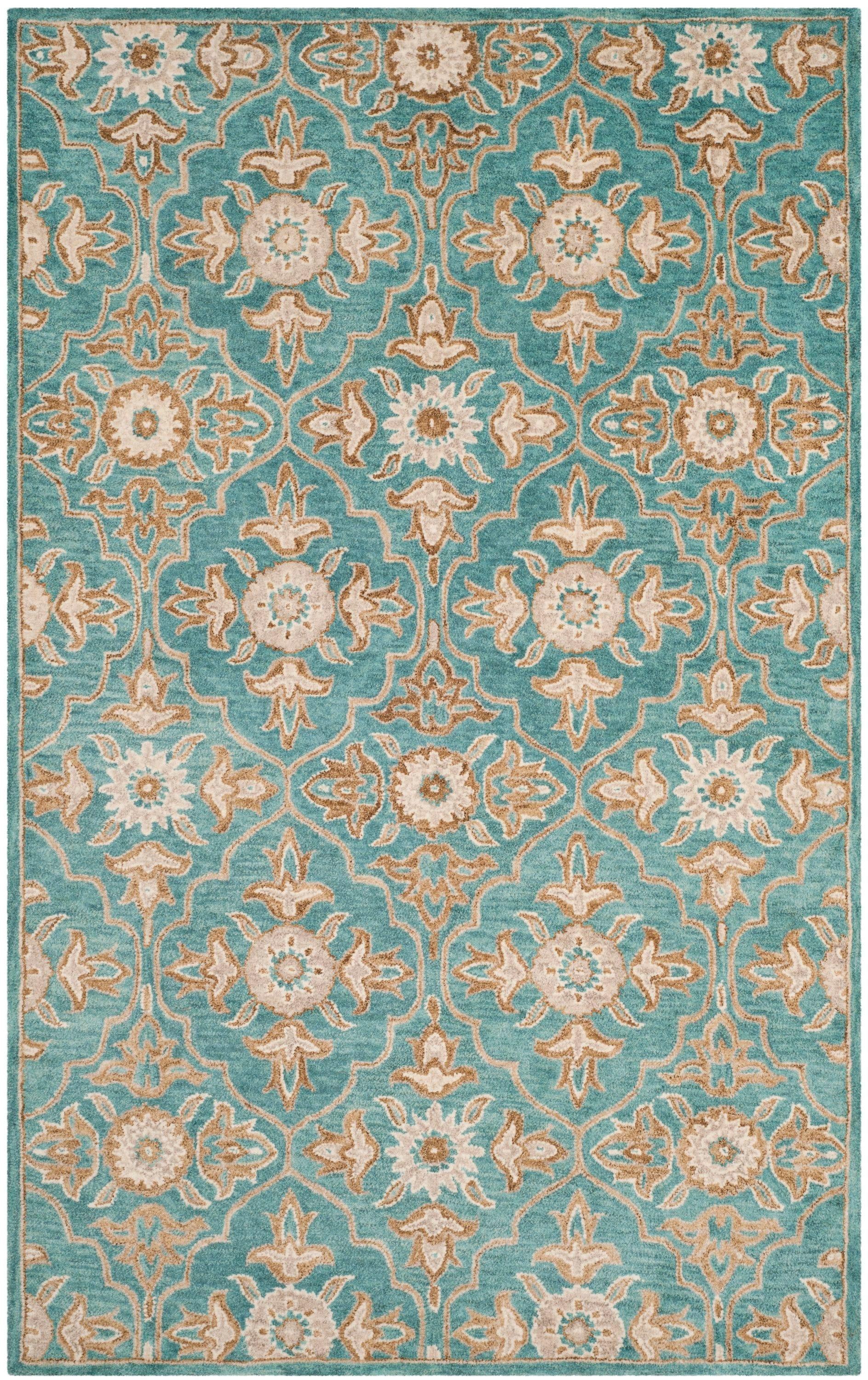 Heritage HG870 Hand Tufted Area Rug - Turquoise/Multi - 5'x8' - Safavieh.