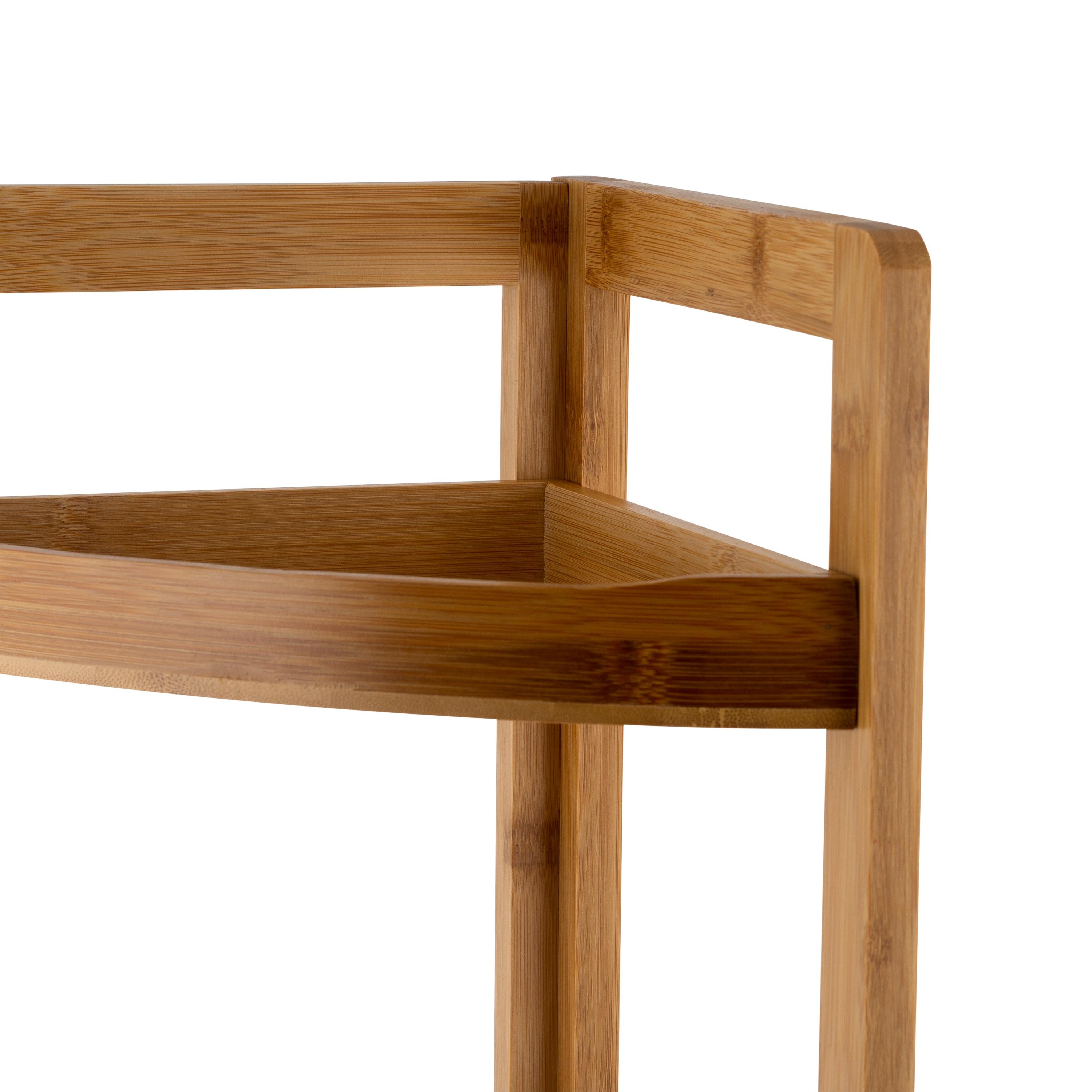 Organize It All 3 Tier Lohas Collection Corner Shelf Brown: Bamboo Linen Tower, Universal Storage, 3 Shelves