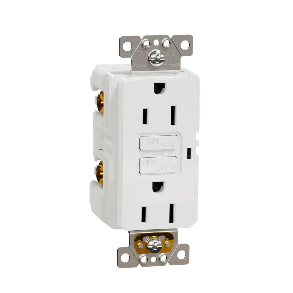 White 15A Tamper Resistant GFCI Duplex Decorator Receptacle Outlet