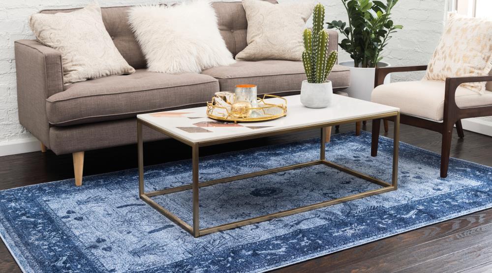Unique Loom La Jolla Collection Area Rug - Floral (8' x 11' Rectangle Blue/Navy Blue)