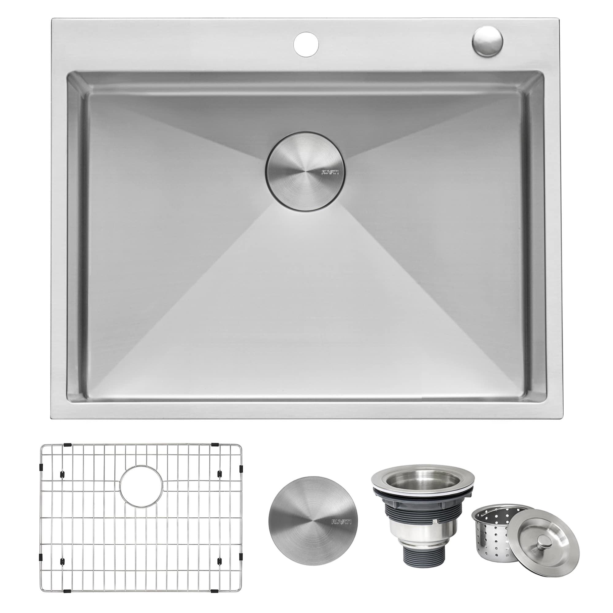 Ruvati 28-inch Drop-in Topmount 16 Gauge Stainless Steel Rounded Corners Kitchen Sink Single Bowl