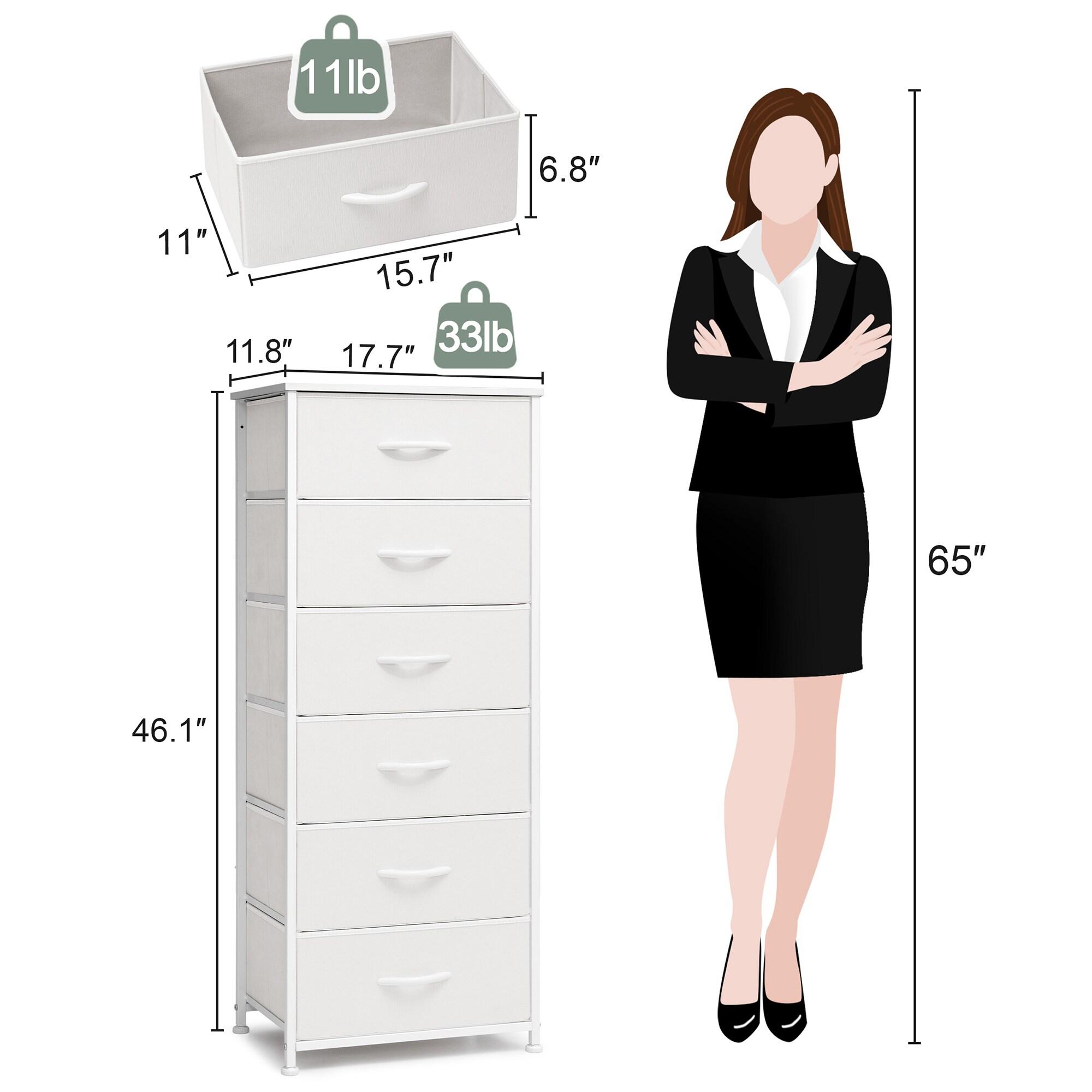 Crestlive Products 6 Drawers Vertical Dresser for Bedroom Storage Tower with Wood Top White