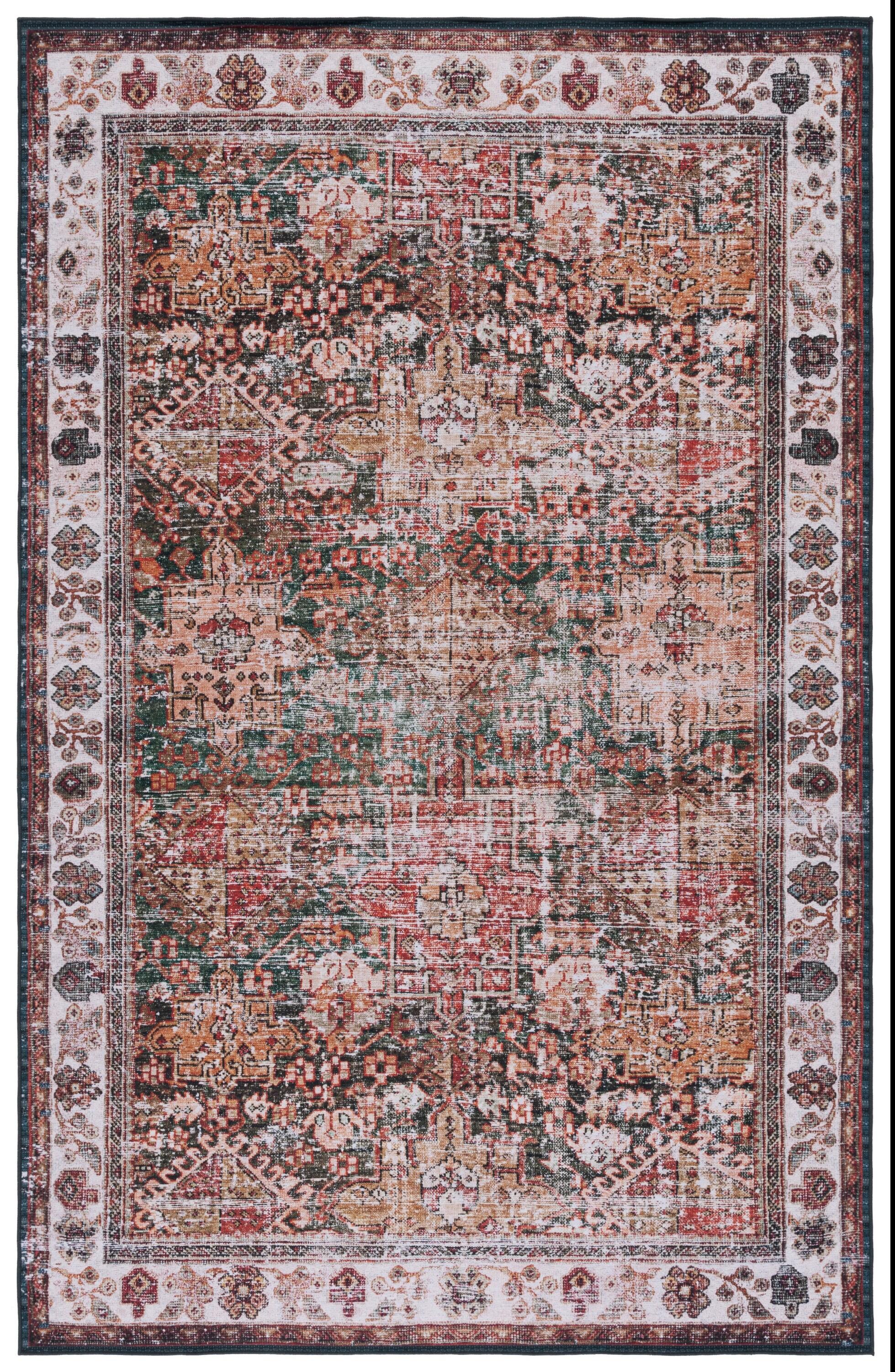 Tucson Vintage Persian TSN114 Power Loomed Machine Washable Skid-Resistant Indoor Area Rug - Ivory/Green - 8'x10' - Safavieh