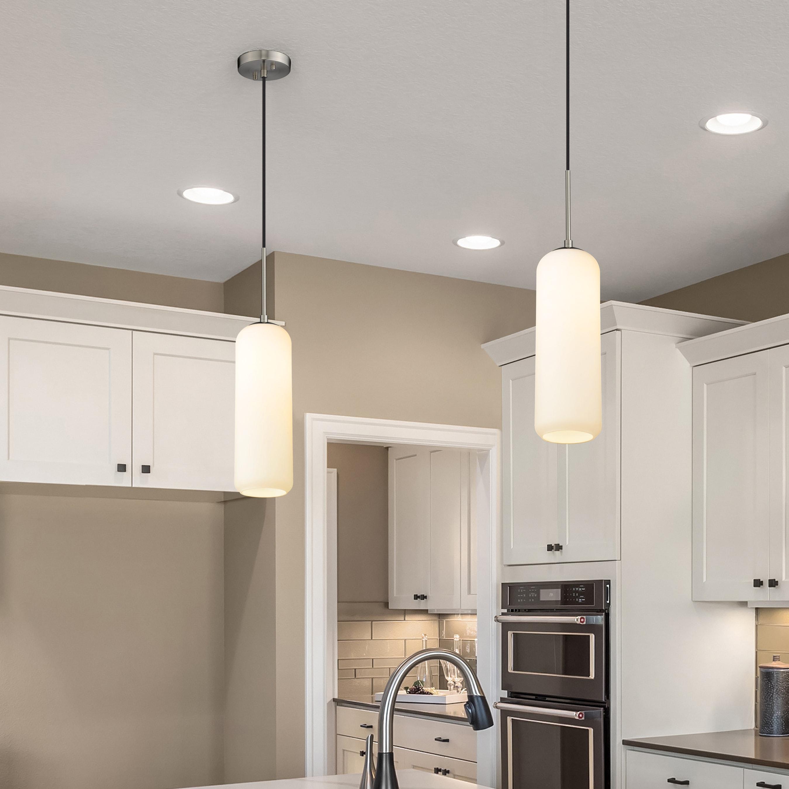 Monty 22" Brushed Nickel and Opal Glass Pendant Light