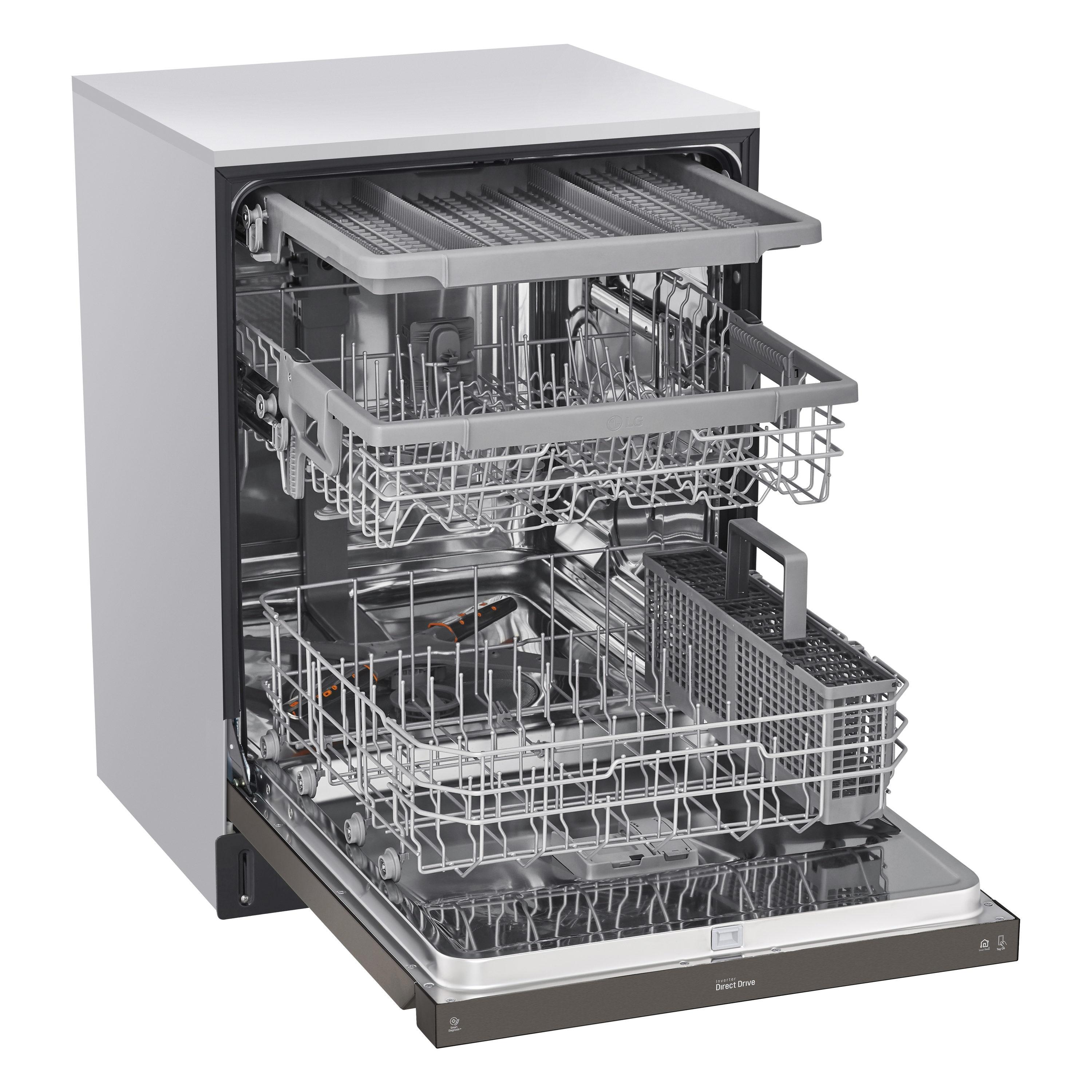 LG 24 in. PrintProof Stainless Steel Front Control Dishwasher with QuadWash, 3rd Rack & Dynamic Dry, 48 dBA