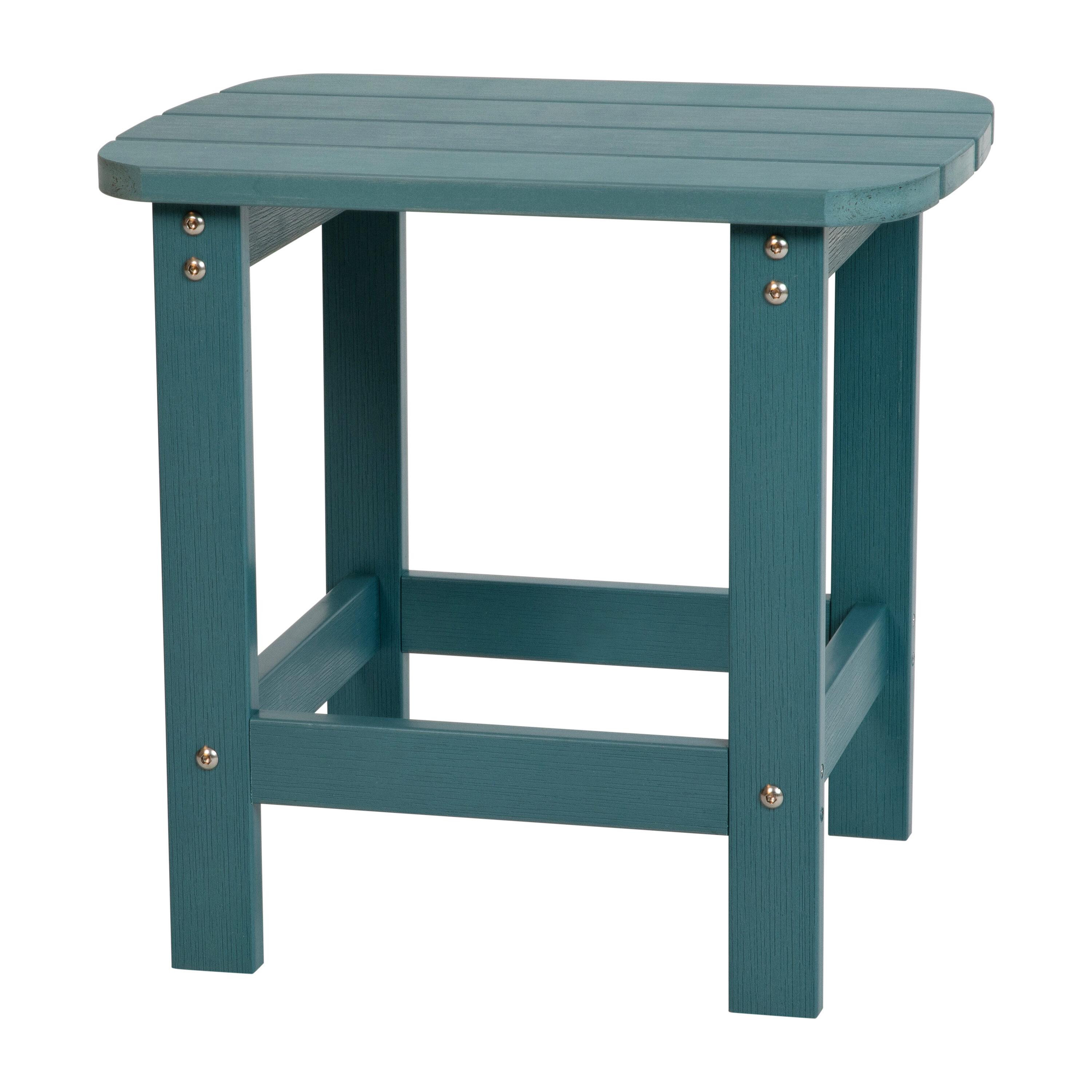 Flash Furniture Charlestown All-Weather Poly Resin Wood Adirondack Side Table in Sea Foam