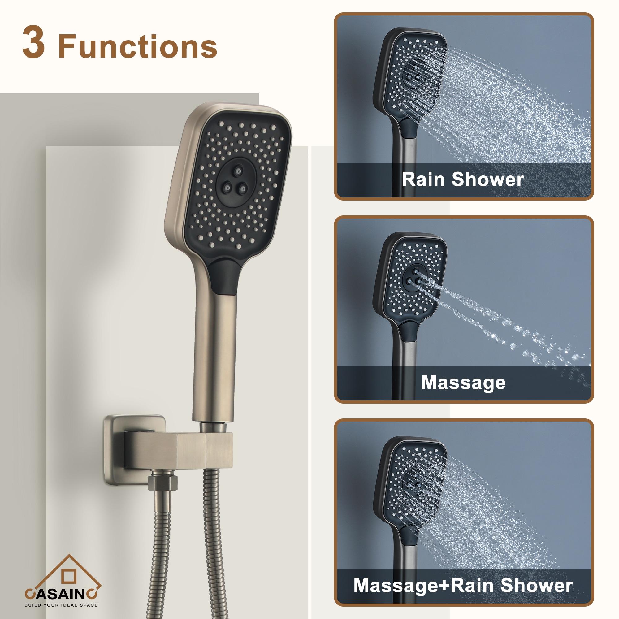 CASAINC 6-Spray 12 in. Thermostatic Dual Shower Heads with 6-Jets